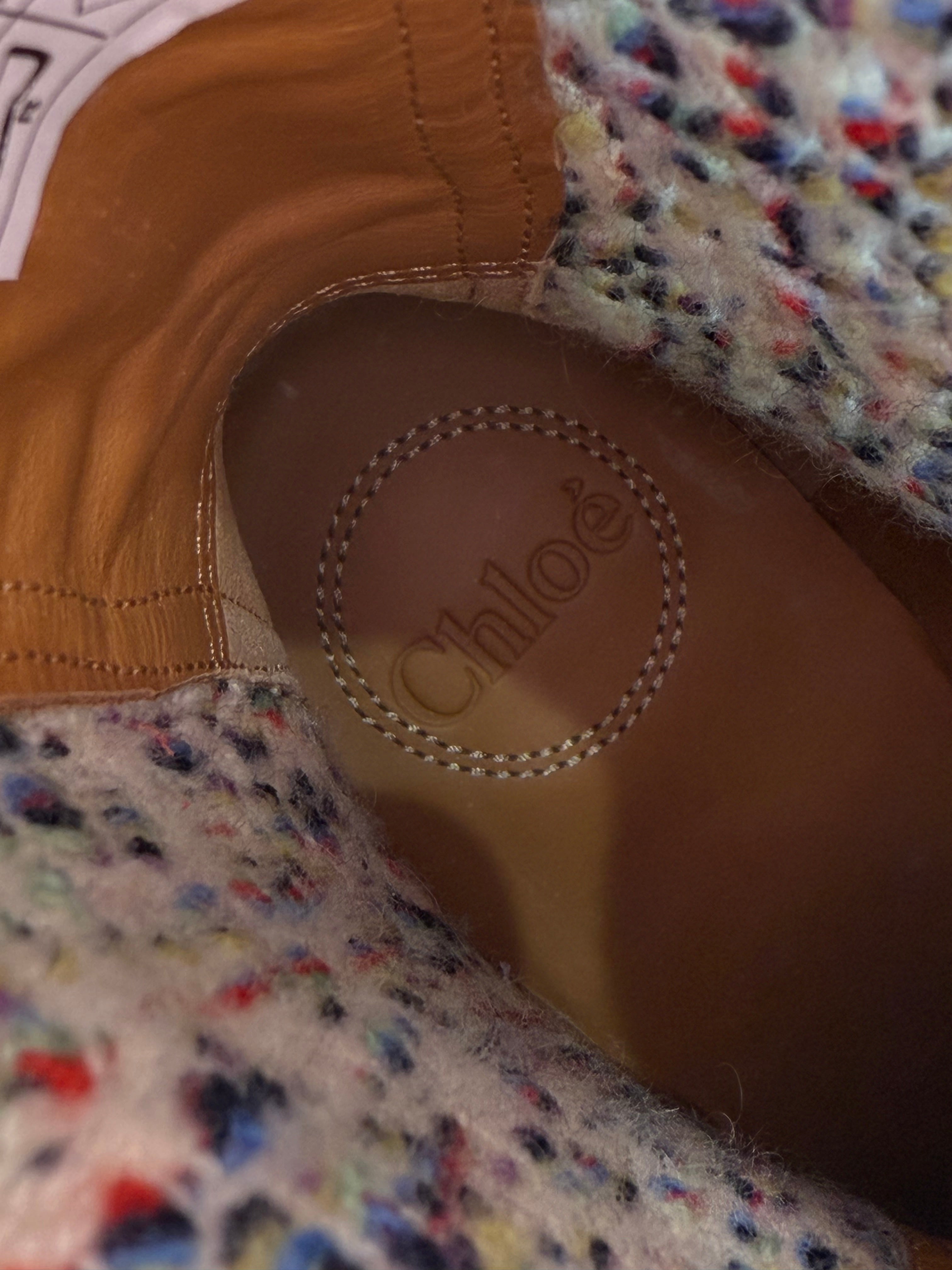 New Chloe Jamie Heeled Leather Cashmere Sock Boots in Tan