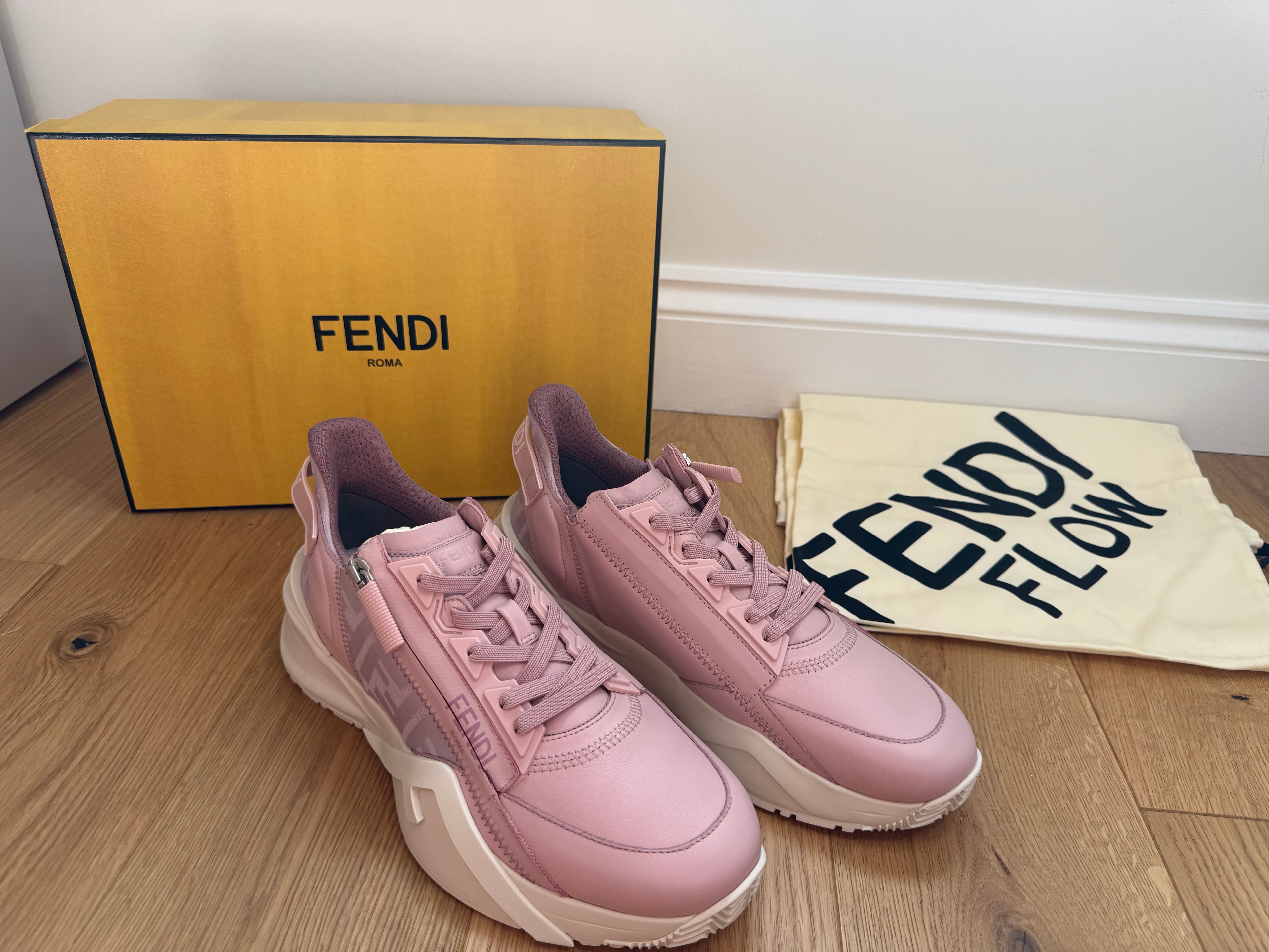 New Fendi Flow Trainers in Rose Pink