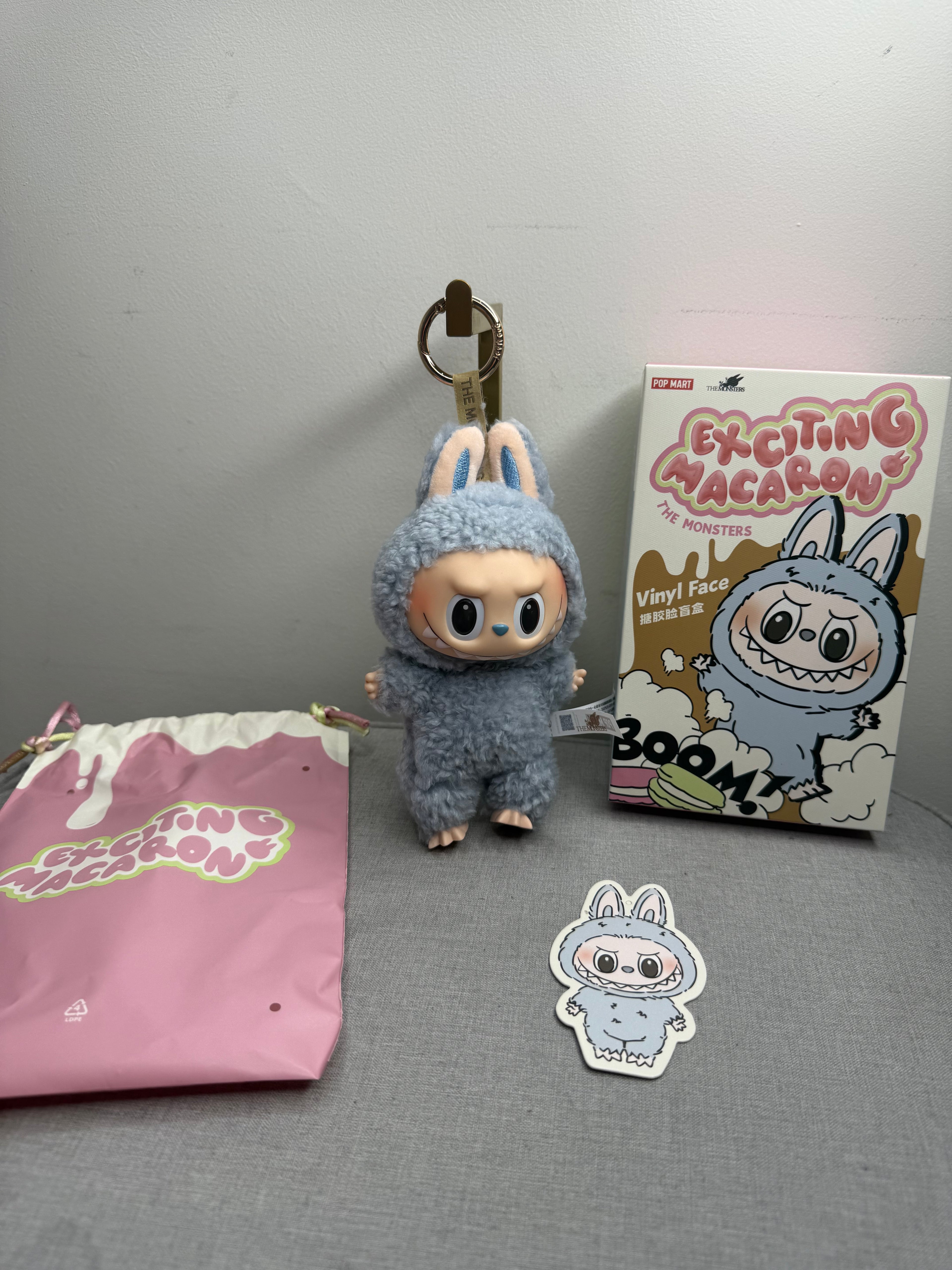 Popmart Labubu The Monsters Excited Macaroon Vinyl Plush Hanging Card With Designer Inspired Outfit