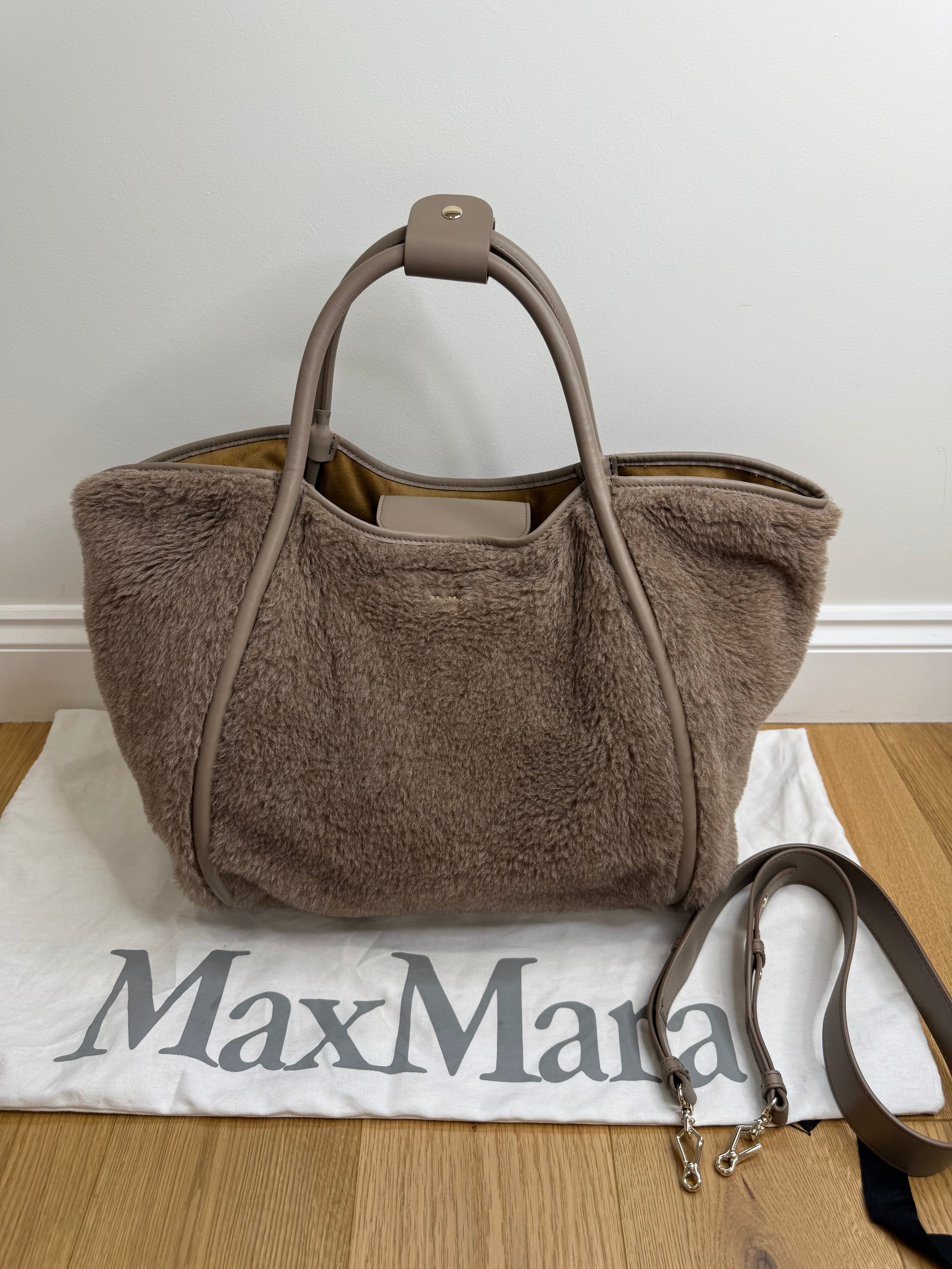 New Max Mara Marine Teddy Bag - camel melange