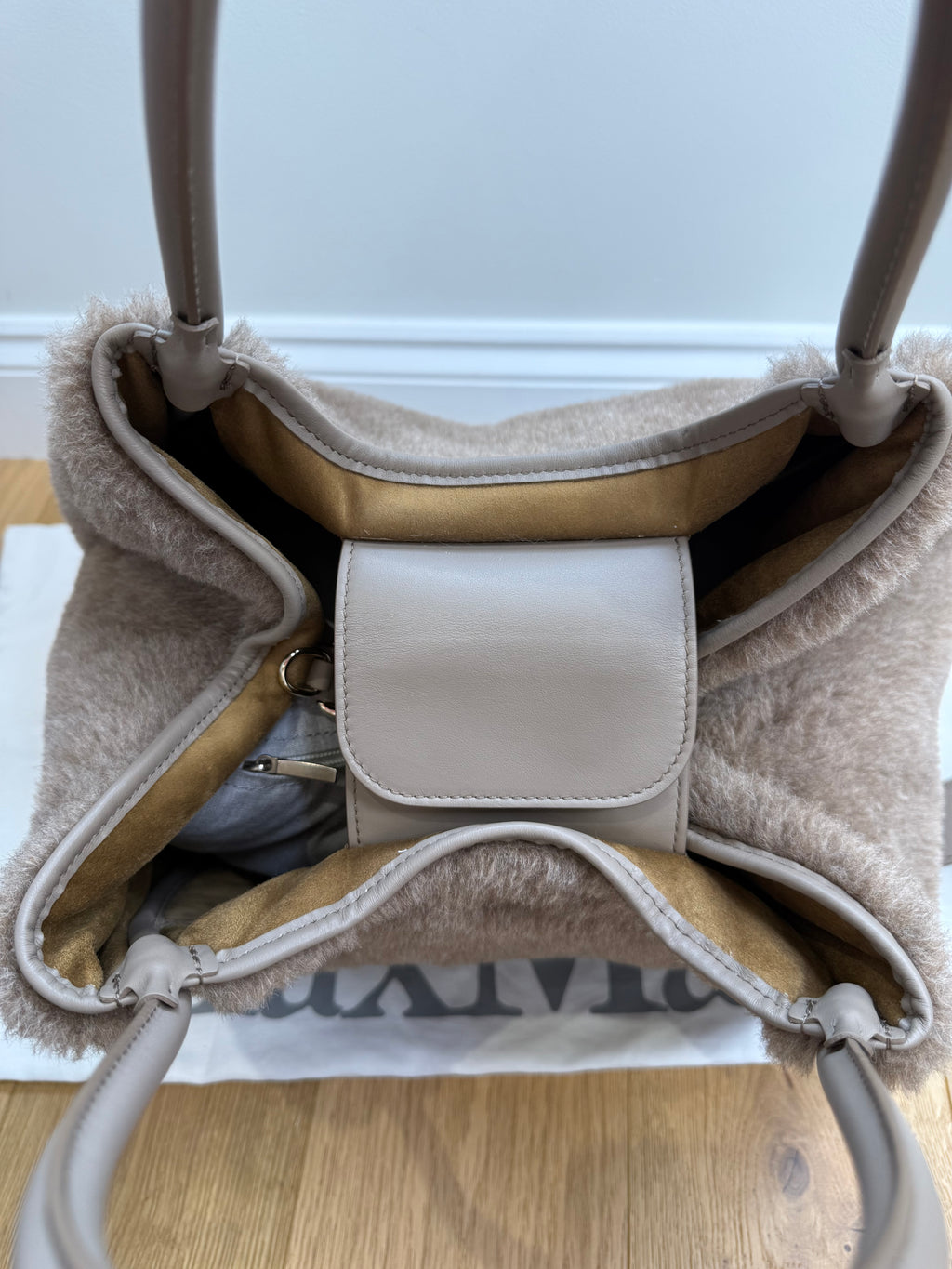 New Max Mara Marine Teddy Bag - camel melange