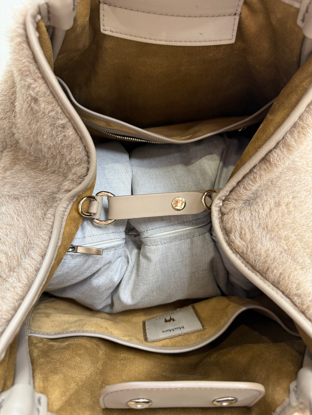 New Max Mara Marine Teddy Bag - camel melange