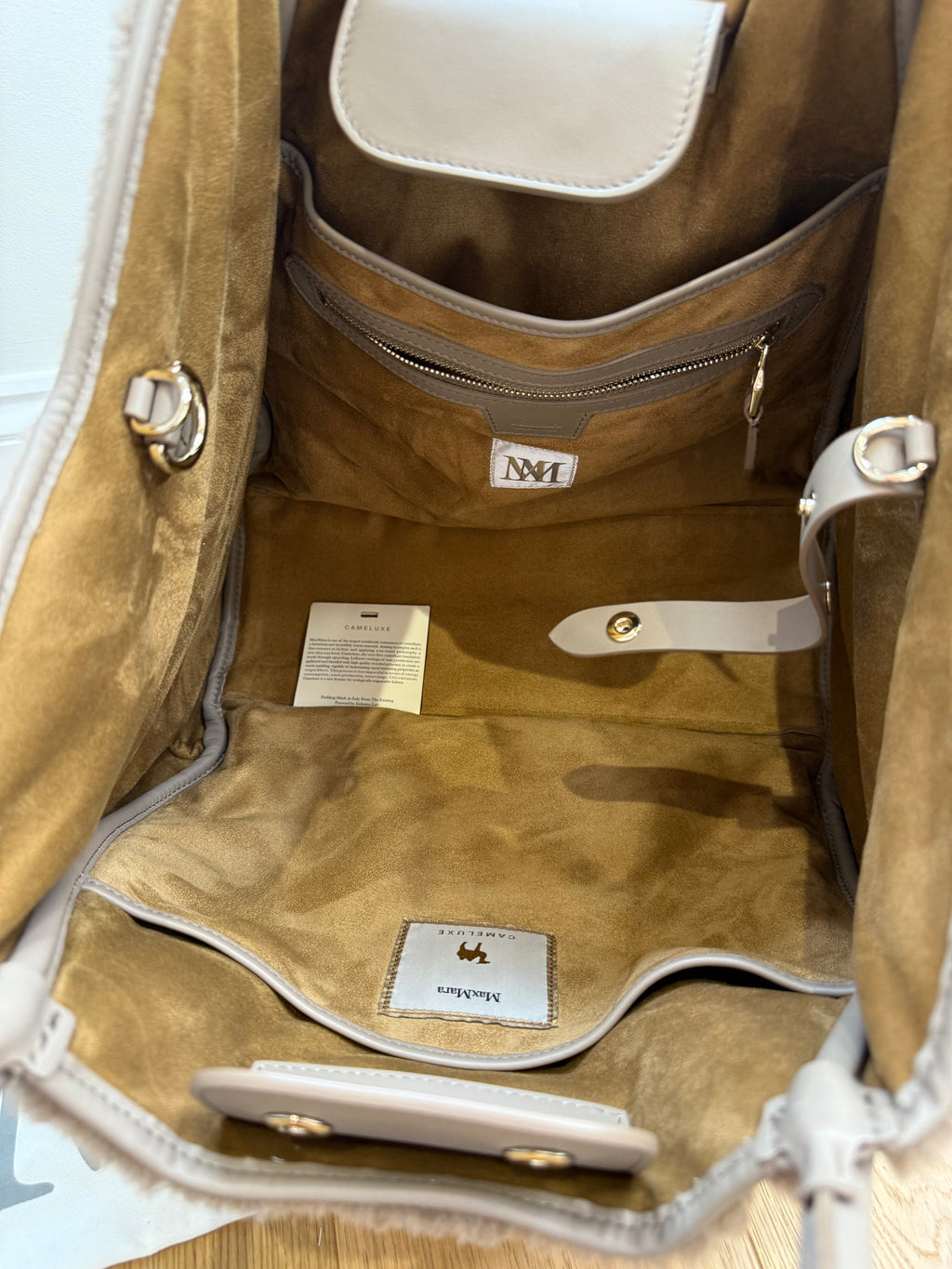 New Max Mara Marine Teddy Bag - camel melange