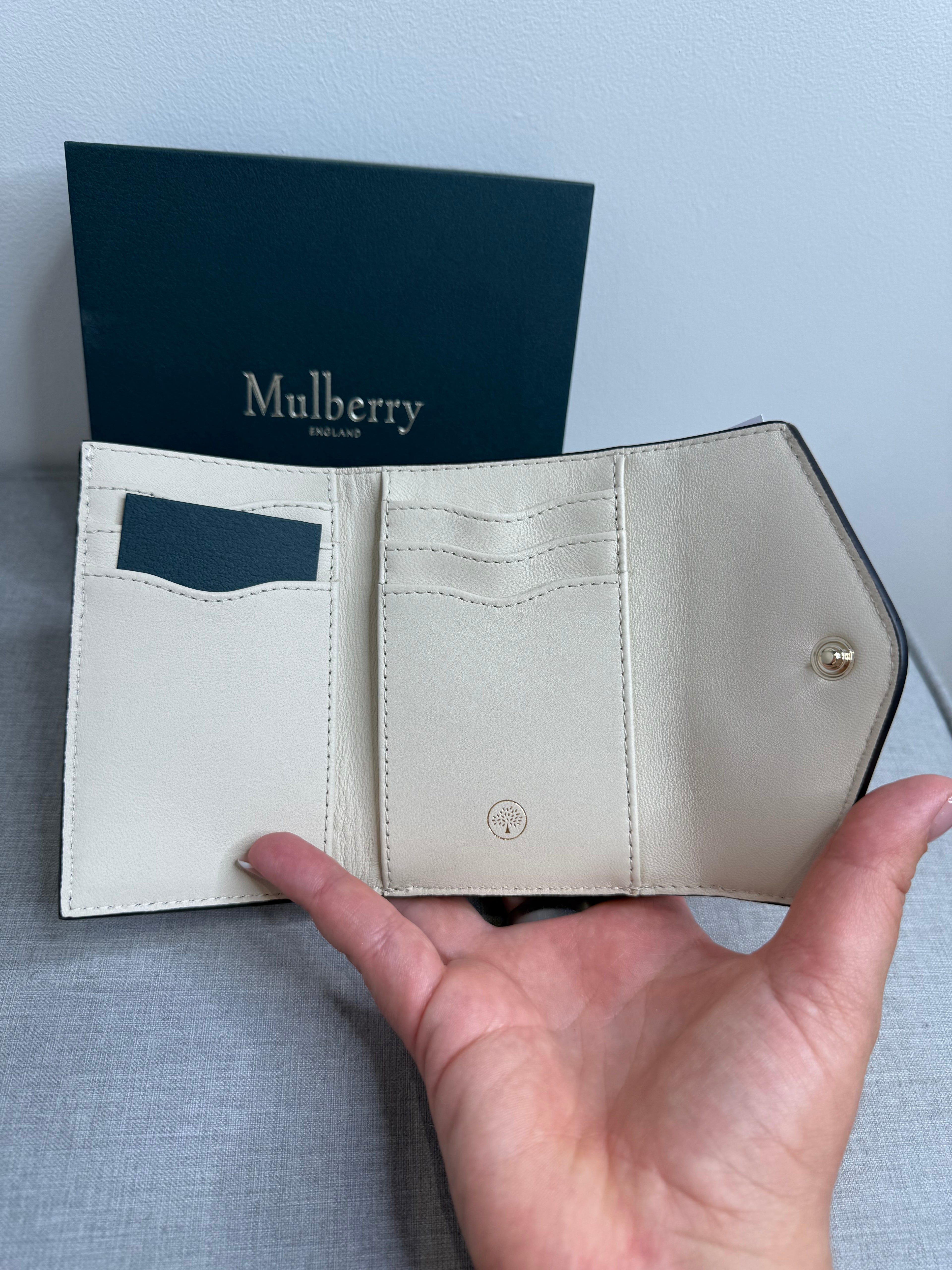 Mulberry folded multi-card wallet in eggshell (brand new with box)