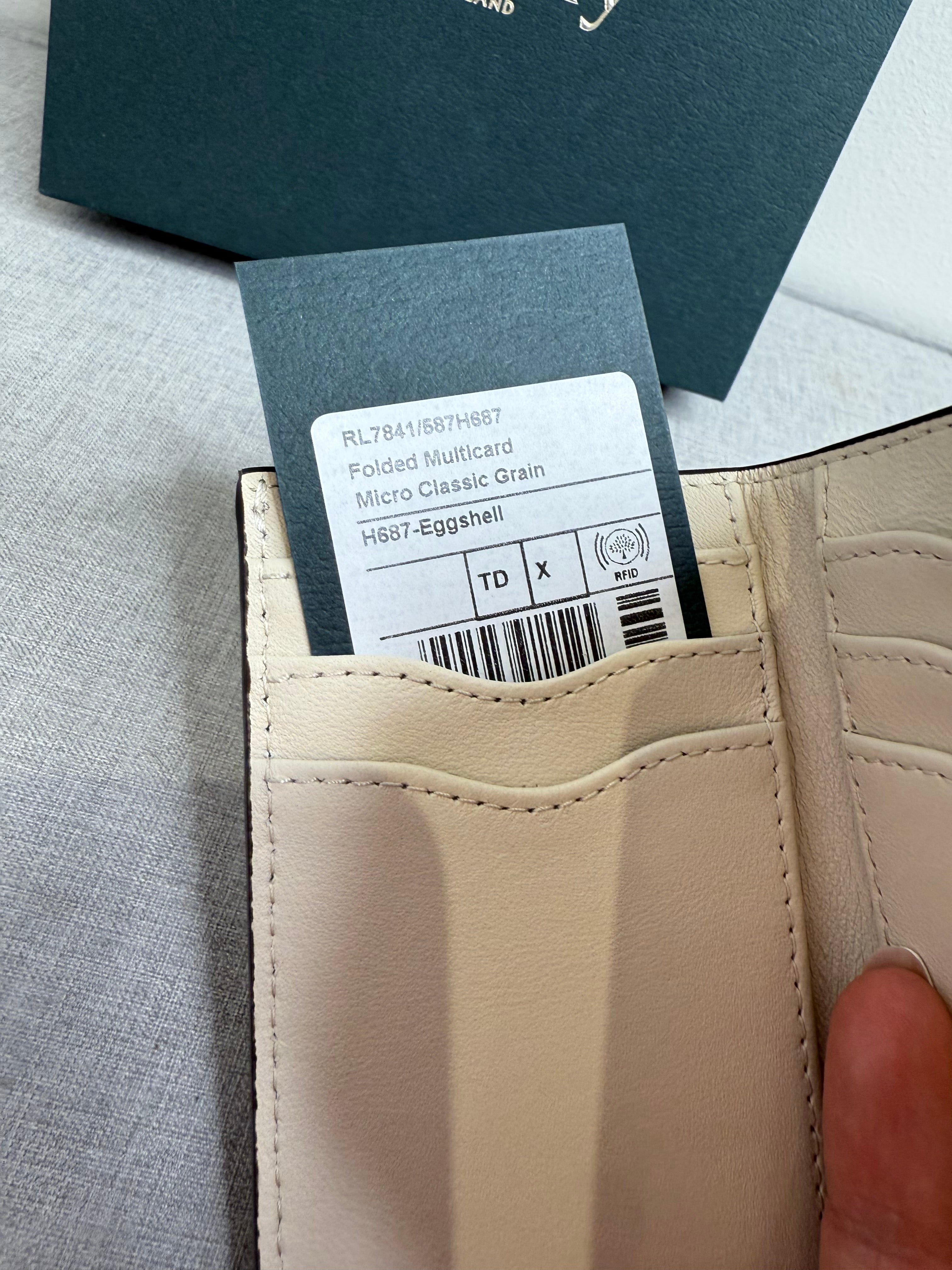 Mulberry folded multi-card wallet in eggshell (brand new with box)