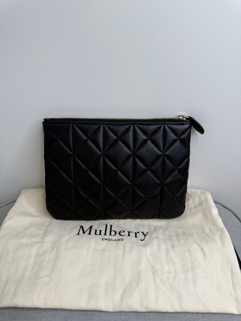 Mulberry Cara Delevingne Small Zip Pouch – Black Quilted Nappa