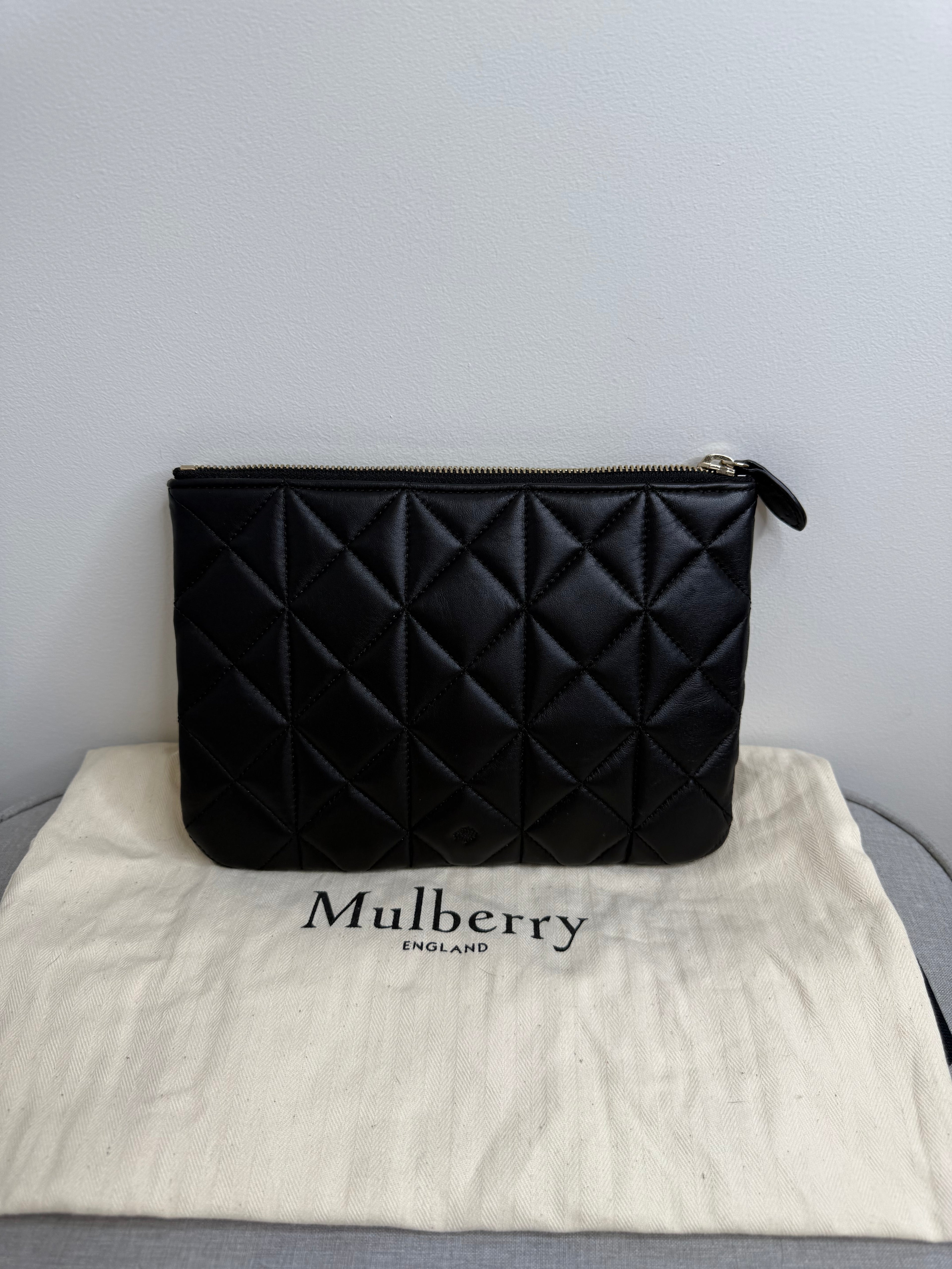 Mulberry Cara Delevingne Small Zip Pouch – Black Quilted Nappa