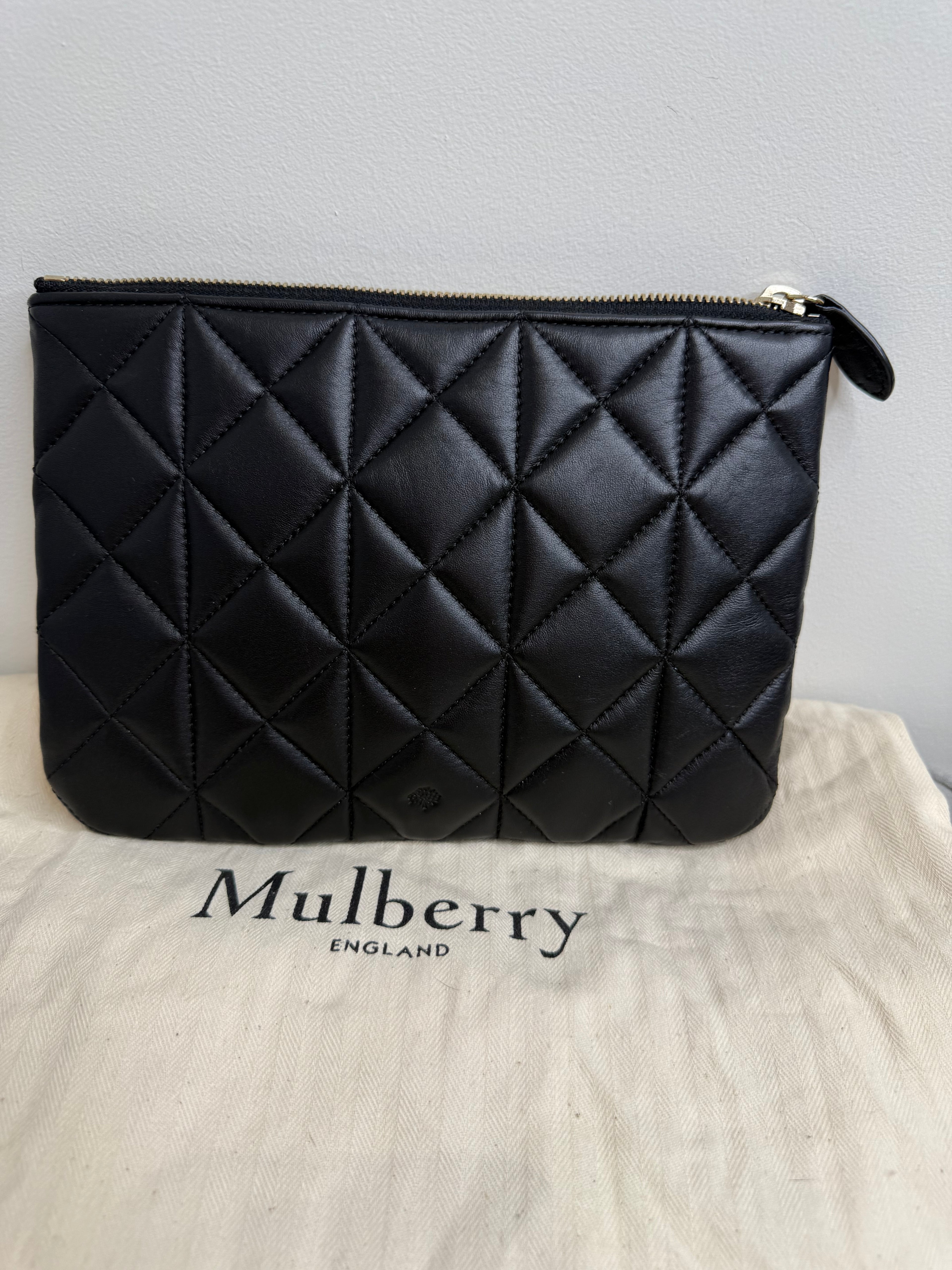 Mulberry Cara Delevingne Small Zip Pouch – Black Quilted Nappa
