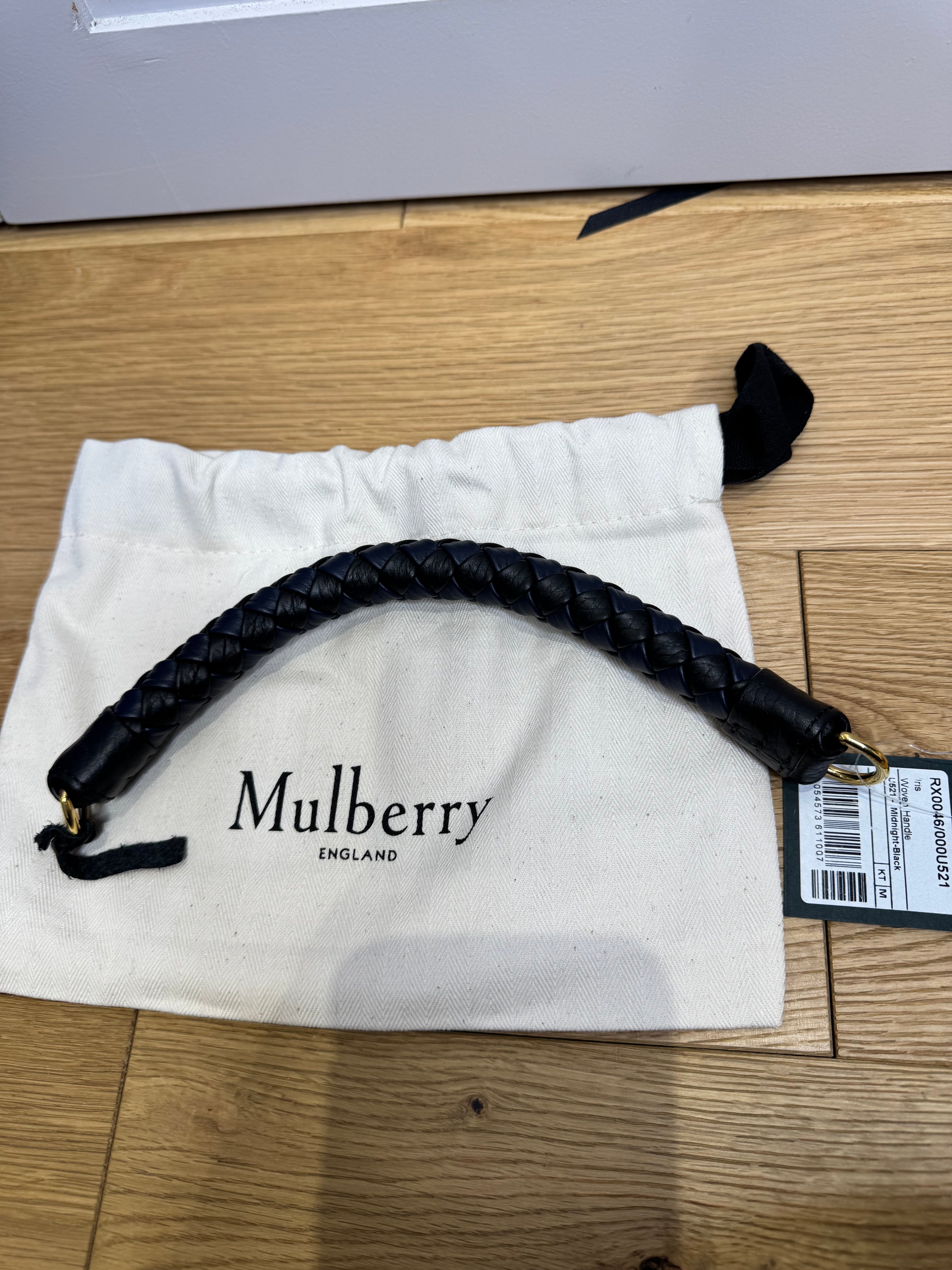 New Mulberry Iris Braided Leather Handle Midnight and Black