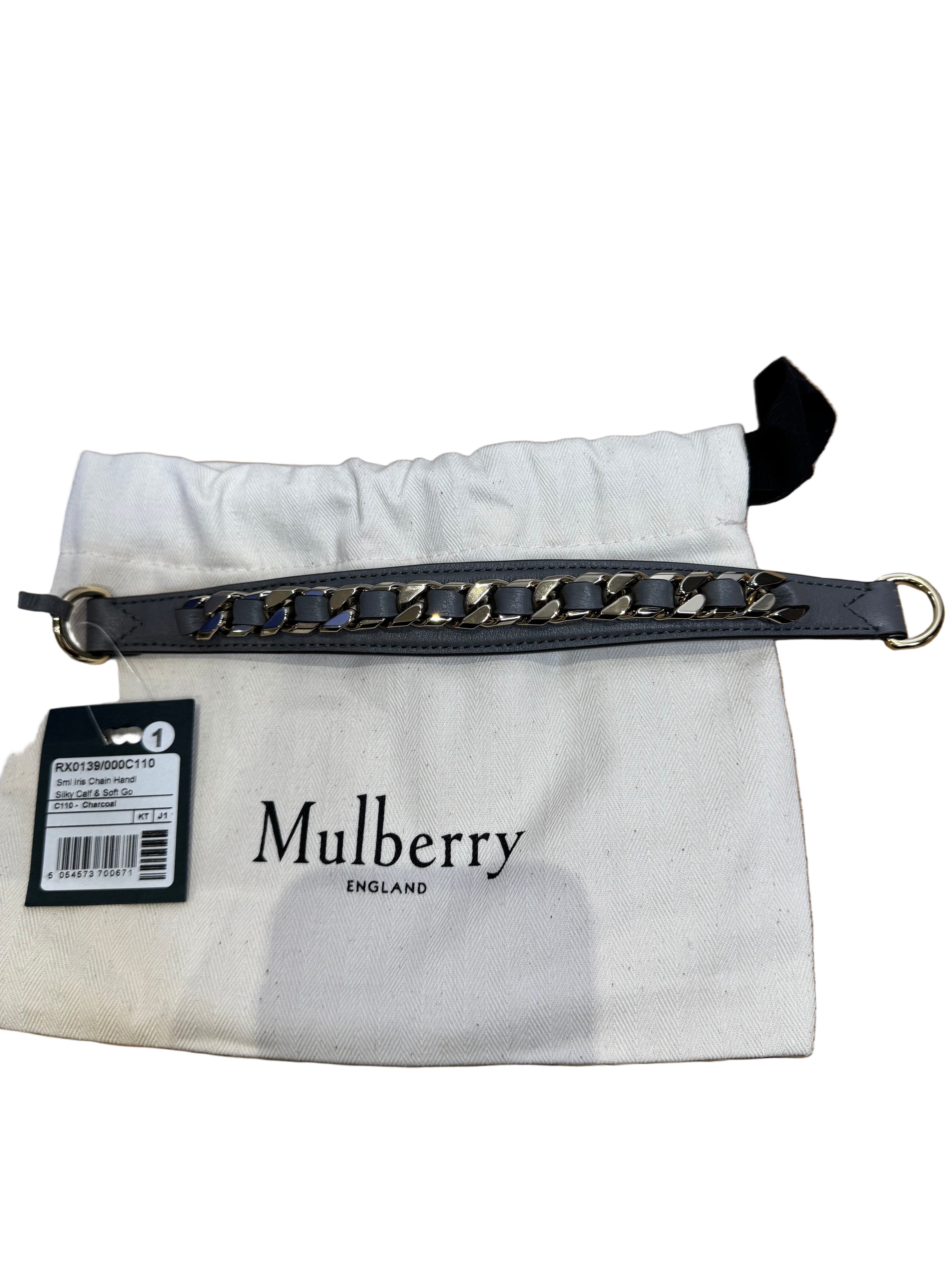 Mulberry Small Iris Handle With Chain in Silky Calf Charcoal