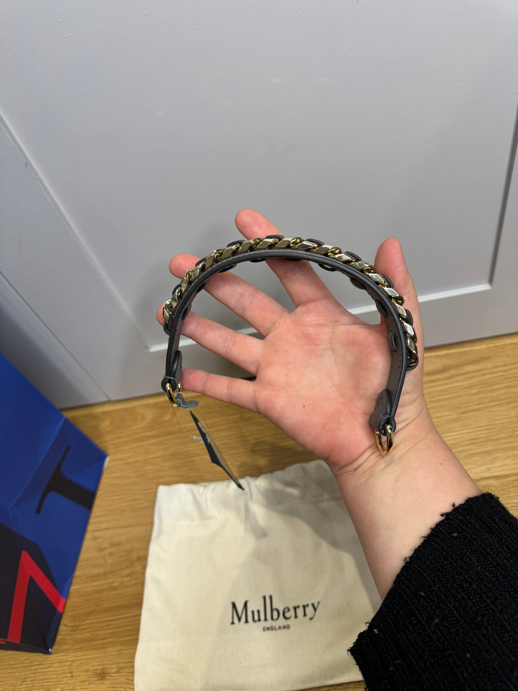 Mulberry Small Iris Handle With Chain in Silky Calf Charcoal