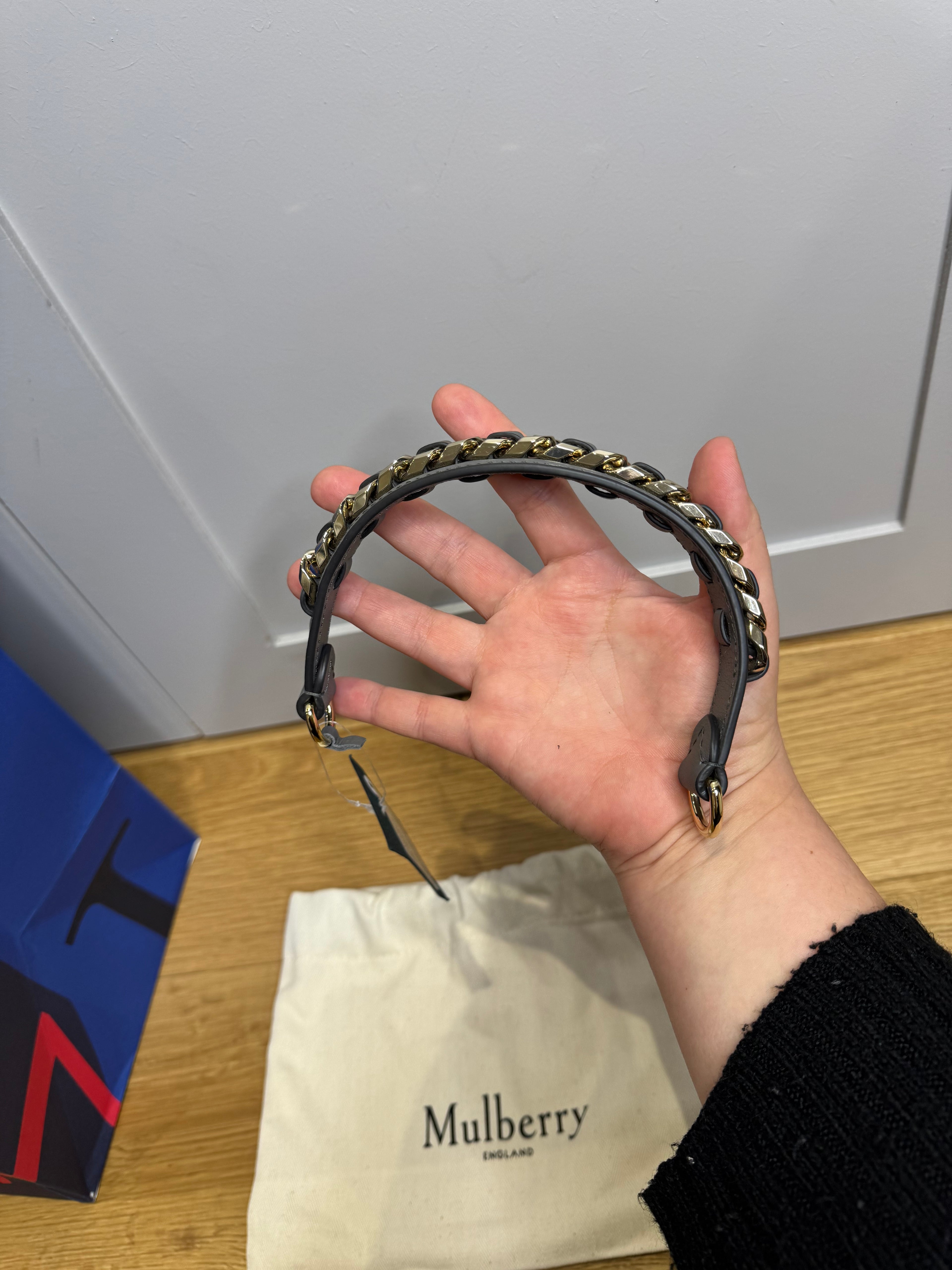 Mulberry Small Iris Handle With Chain in Silky Calf Charcoal