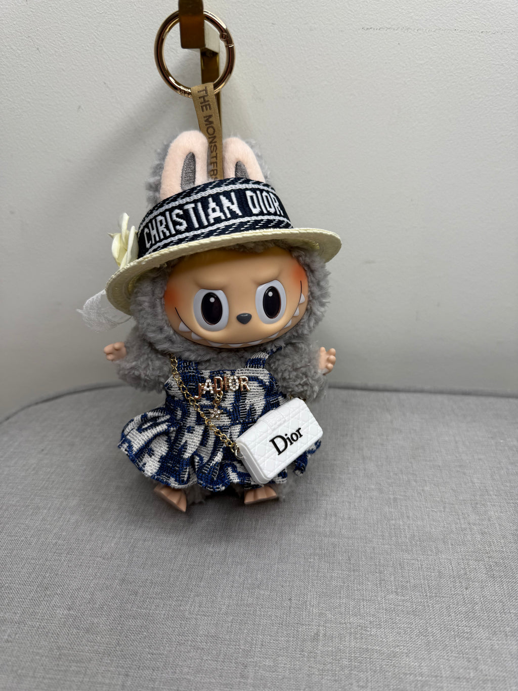 Popmart Labubu The Monsters Excited Macaroon Vinyl Plush Hanging Card With Designer Inspired Outfit