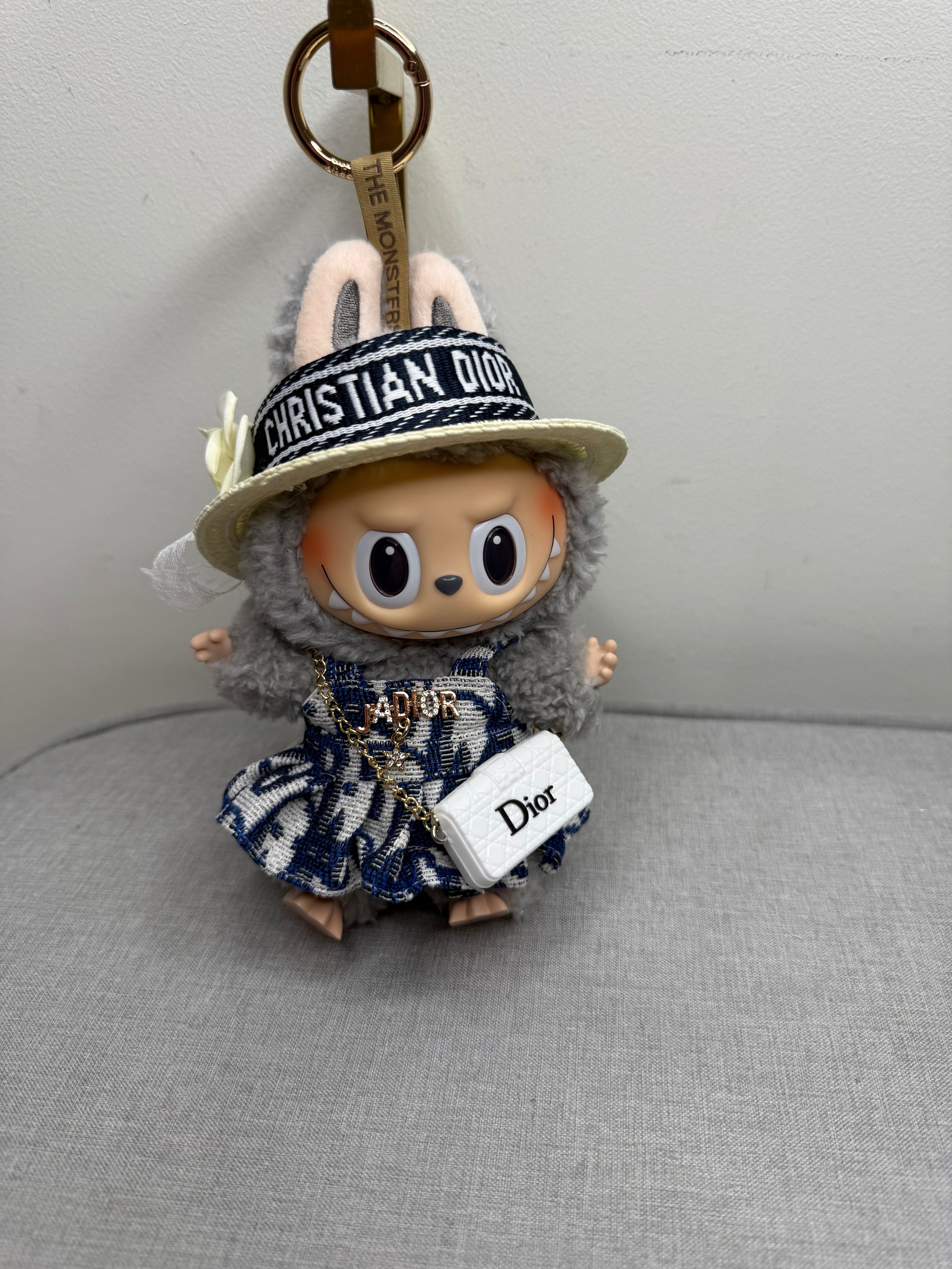 Popmart Labubu The Monsters Excited Macaroon Vinyl Plush Hanging Card With Designer Inspired Outfit