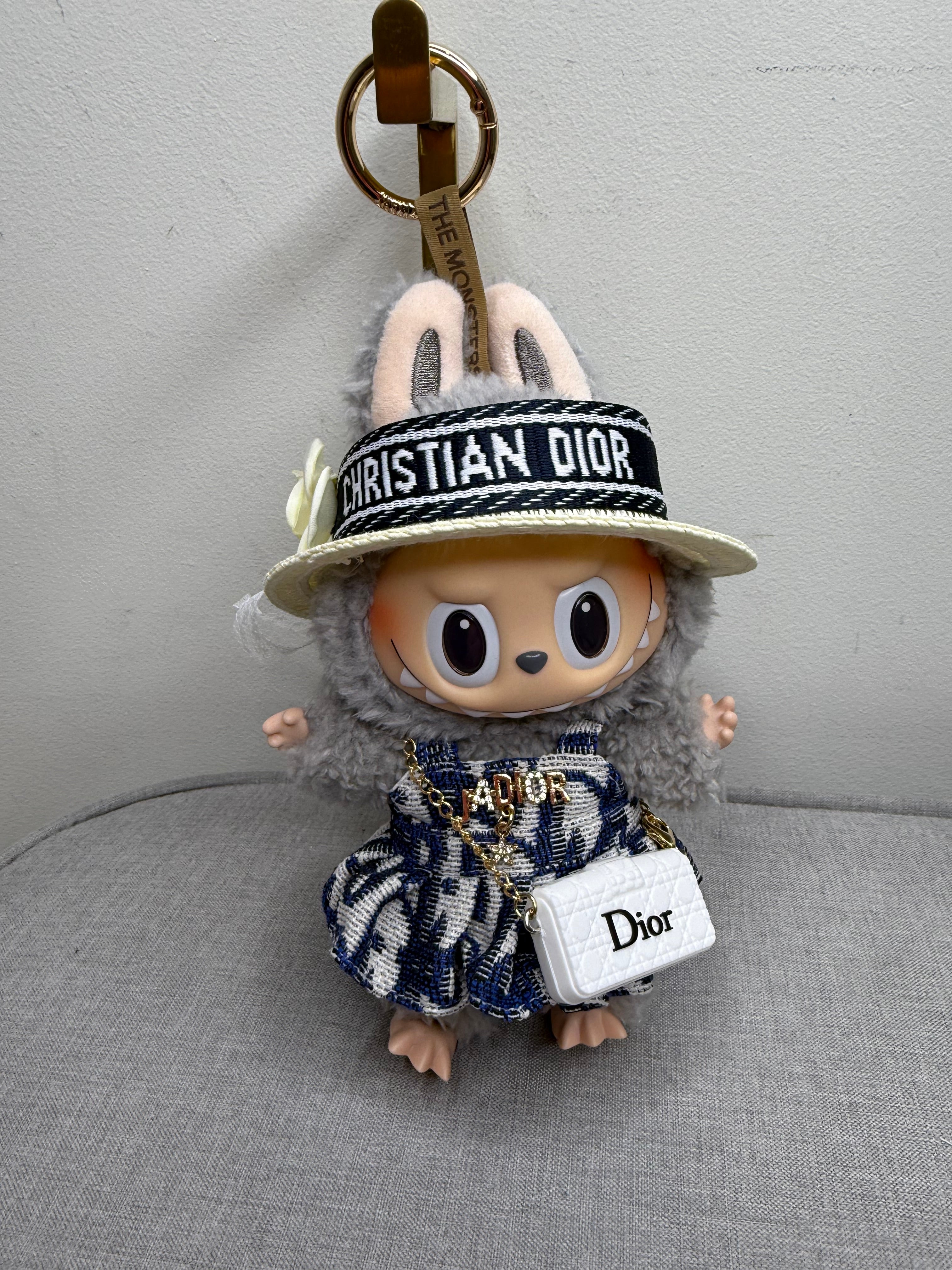 Popmart Labubu The Monsters Excited Macaroon Vinyl Plush Hanging Card With Designer Inspired Outfit