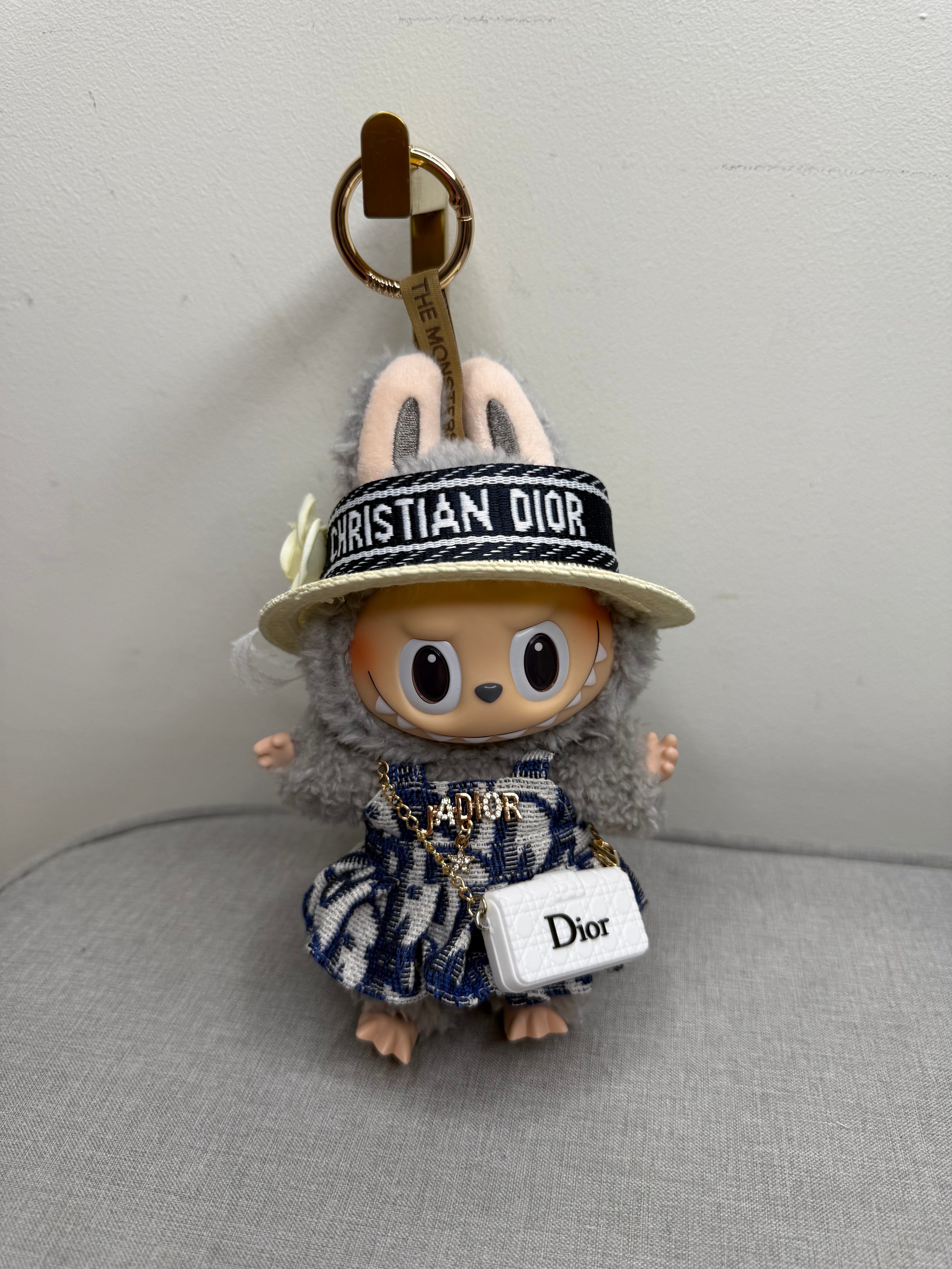 Popmart Labubu The Monsters Excited Macaroon Vinyl Plush Hanging Card With Designer Inspired Outfit