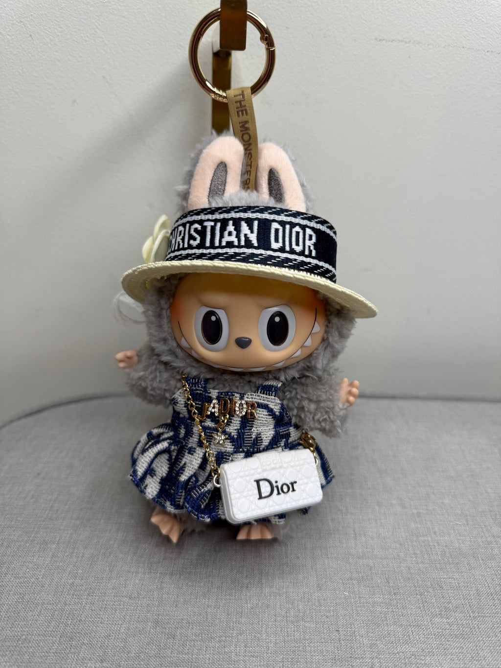 Popmart Labubu The Monsters Excited Macaroon Vinyl Plush Hanging Card With Designer Inspired Outfit