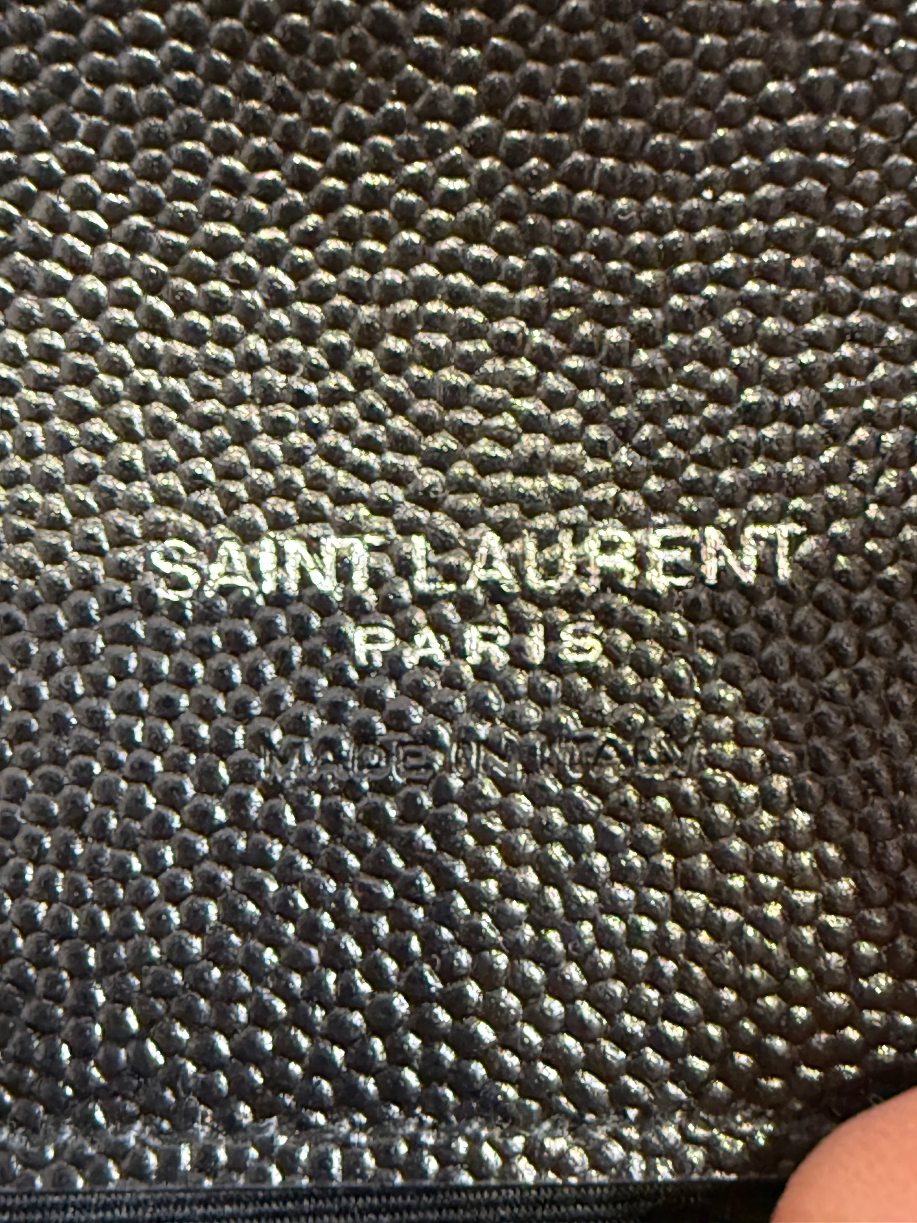 Black Saint Laurent Cassandre Matelassé Flap Pouch wristlet Bag In Grain De Poudre Leather