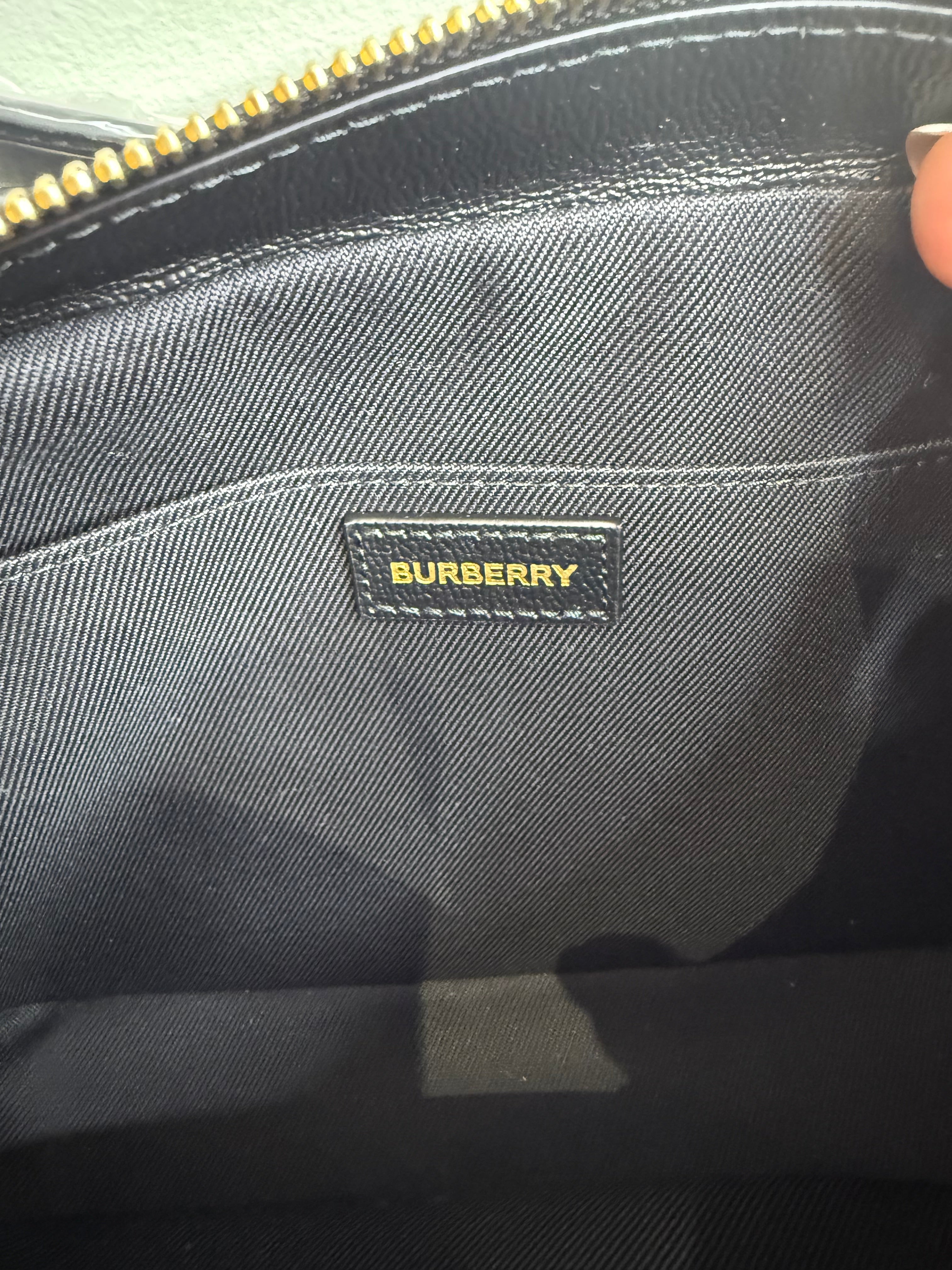 New Burberry Check and Black Leather Crossbody Camera Bag