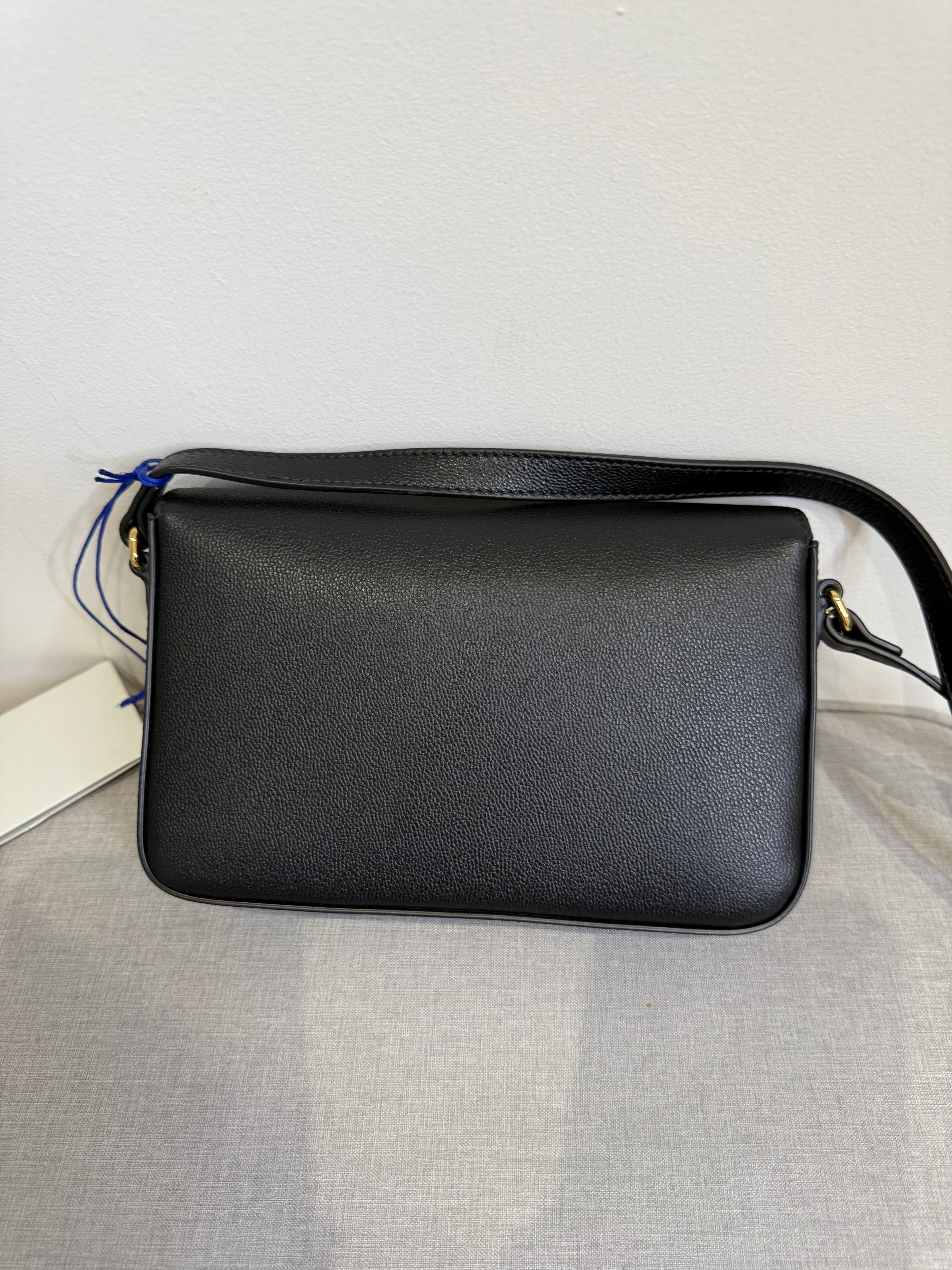 New Burberry New Hampshire House Check and Derby Black Leather Crossbody Bag