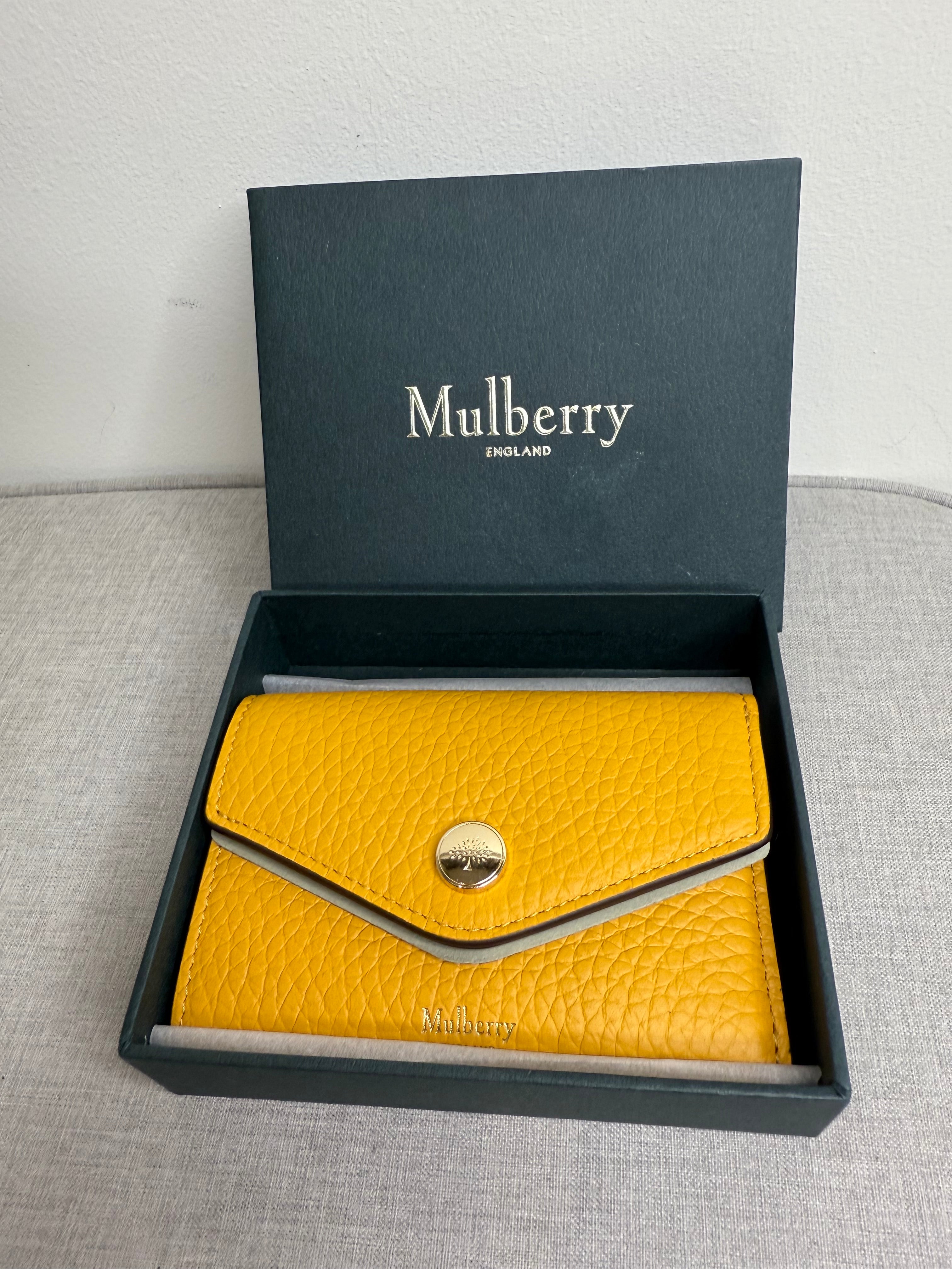 New Mulberry Folded Multi-Card Wallet in Heavy Grain Deep Amber