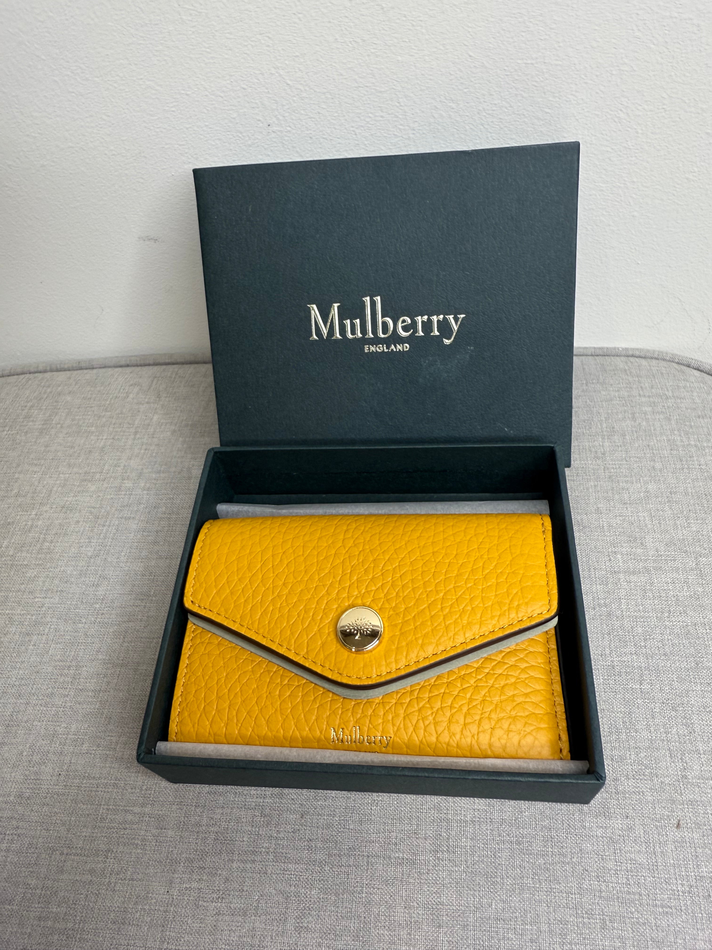 New Mulberry Folded Multi-Card Wallet in Heavy Grain Deep Amber