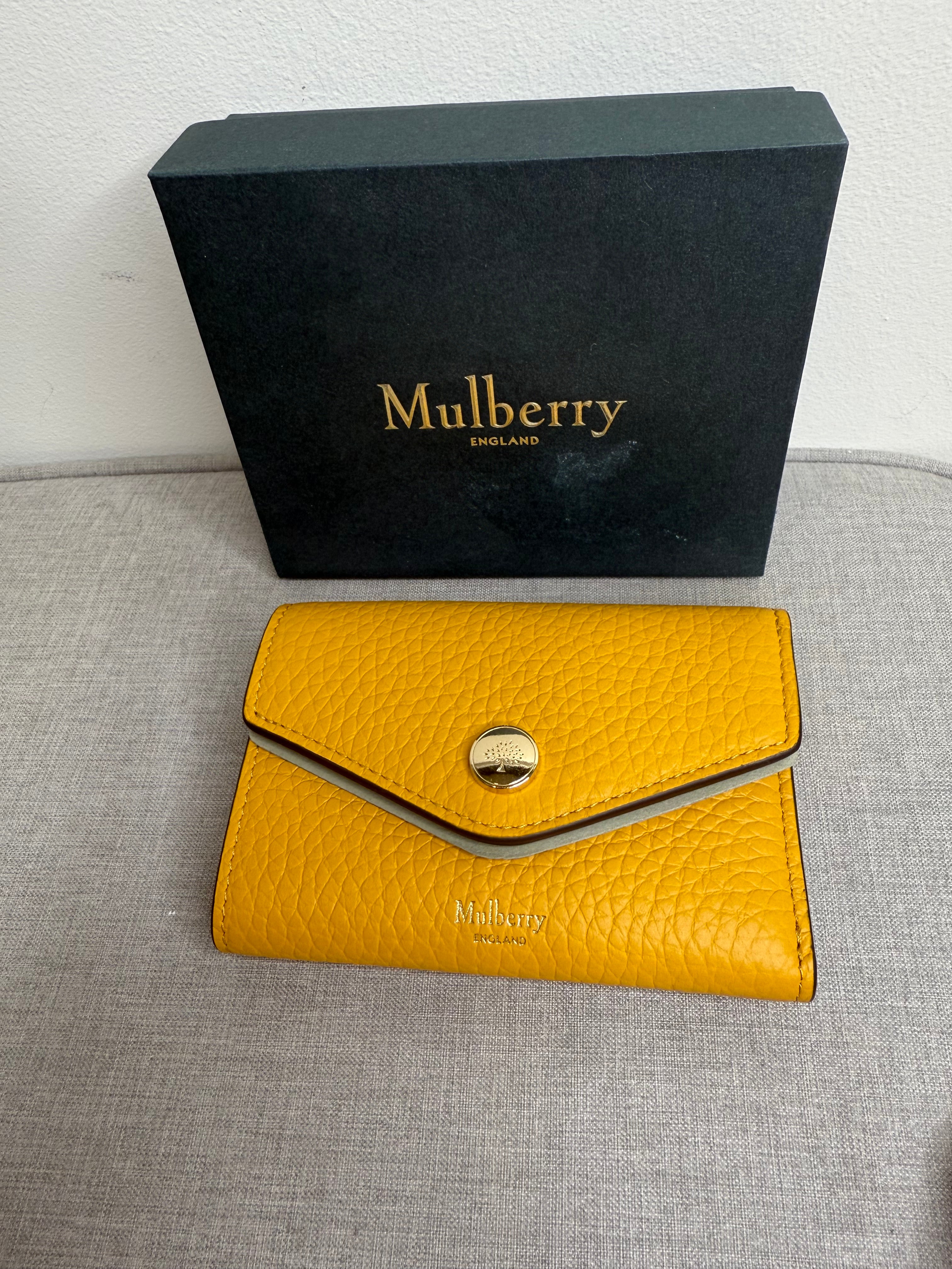New Mulberry Folded Multi-Card Wallet in Heavy Grain Deep Amber
