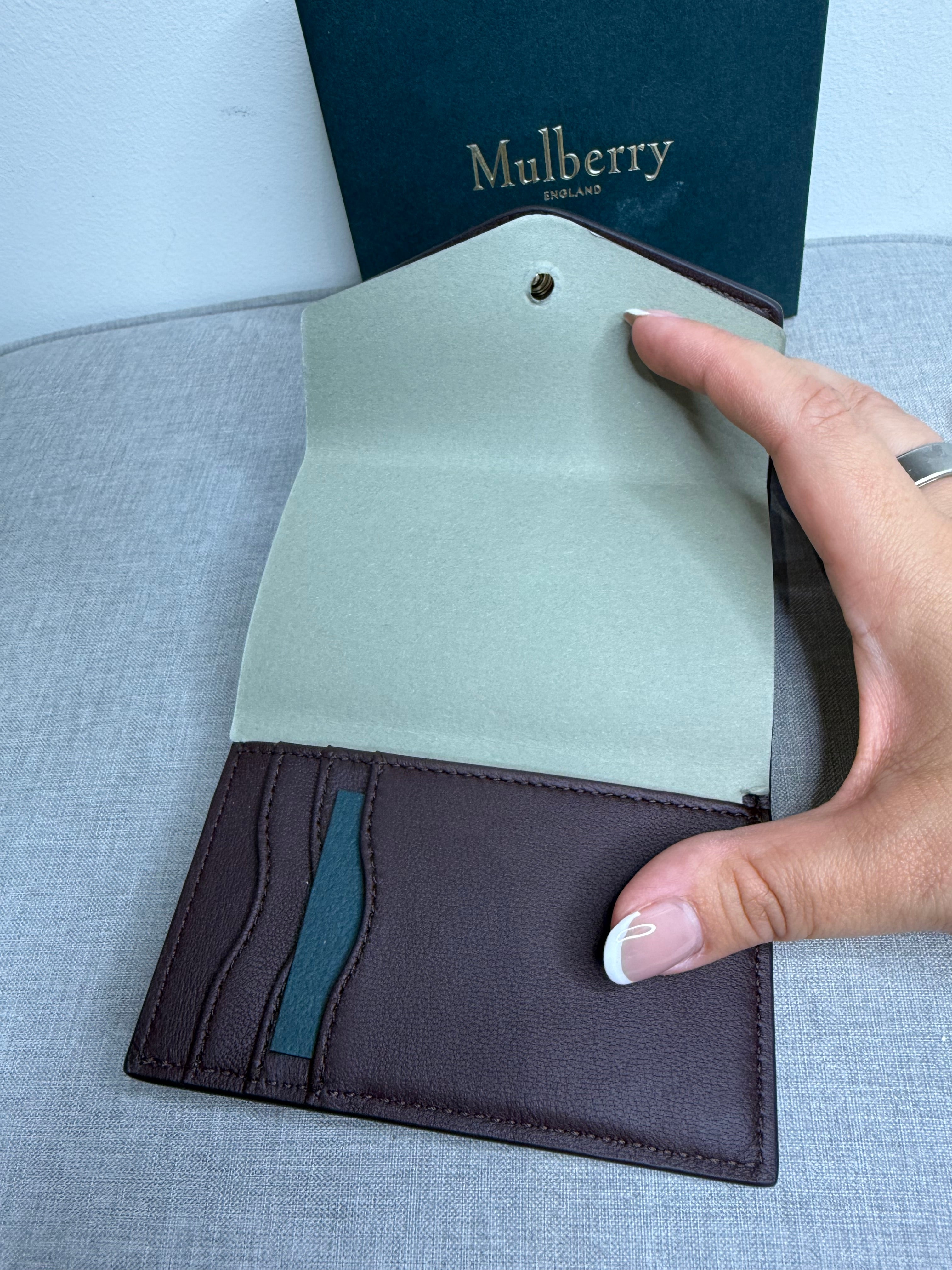 New Mulberry Folded Multi-Card Wallet in Heavy Grain Deep Amber