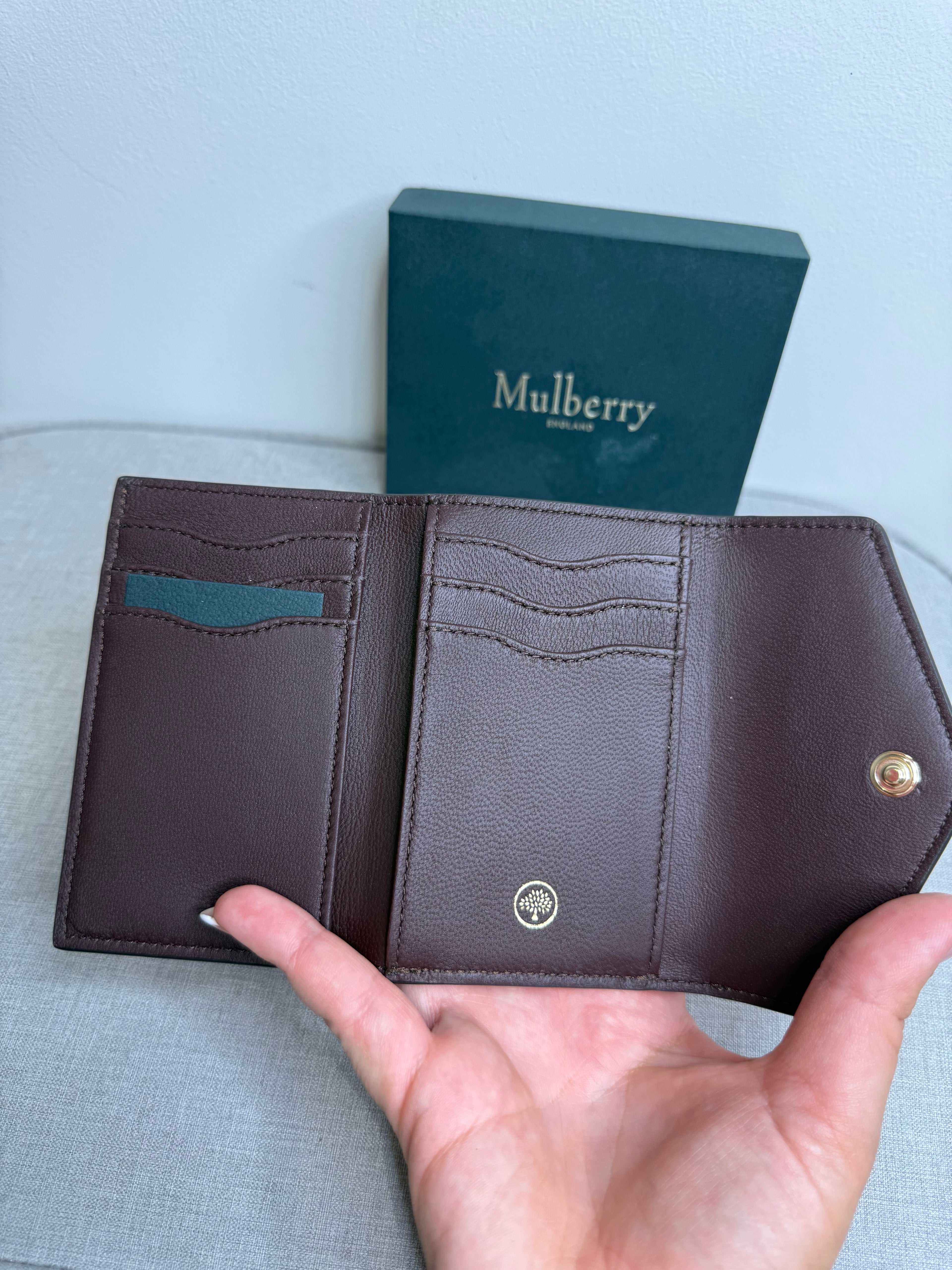 New Mulberry Folded Multi-Card Wallet in Heavy Grain Deep Amber