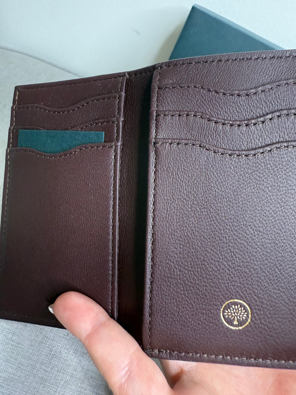 New Mulberry Folded Multi-Card Wallet in Heavy Grain Deep Amber