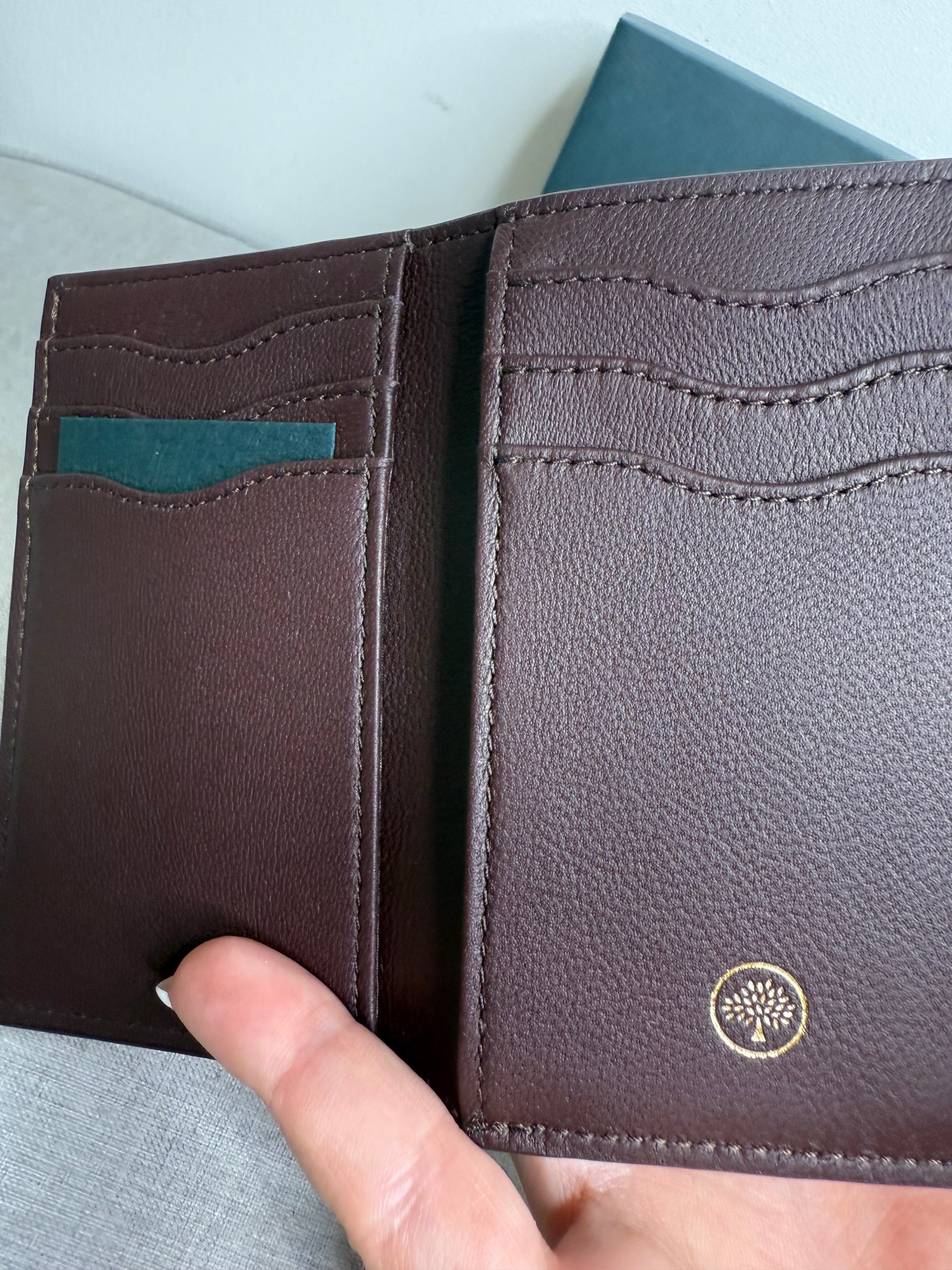 New Mulberry Folded Multi-Card Wallet in Heavy Grain Deep Amber