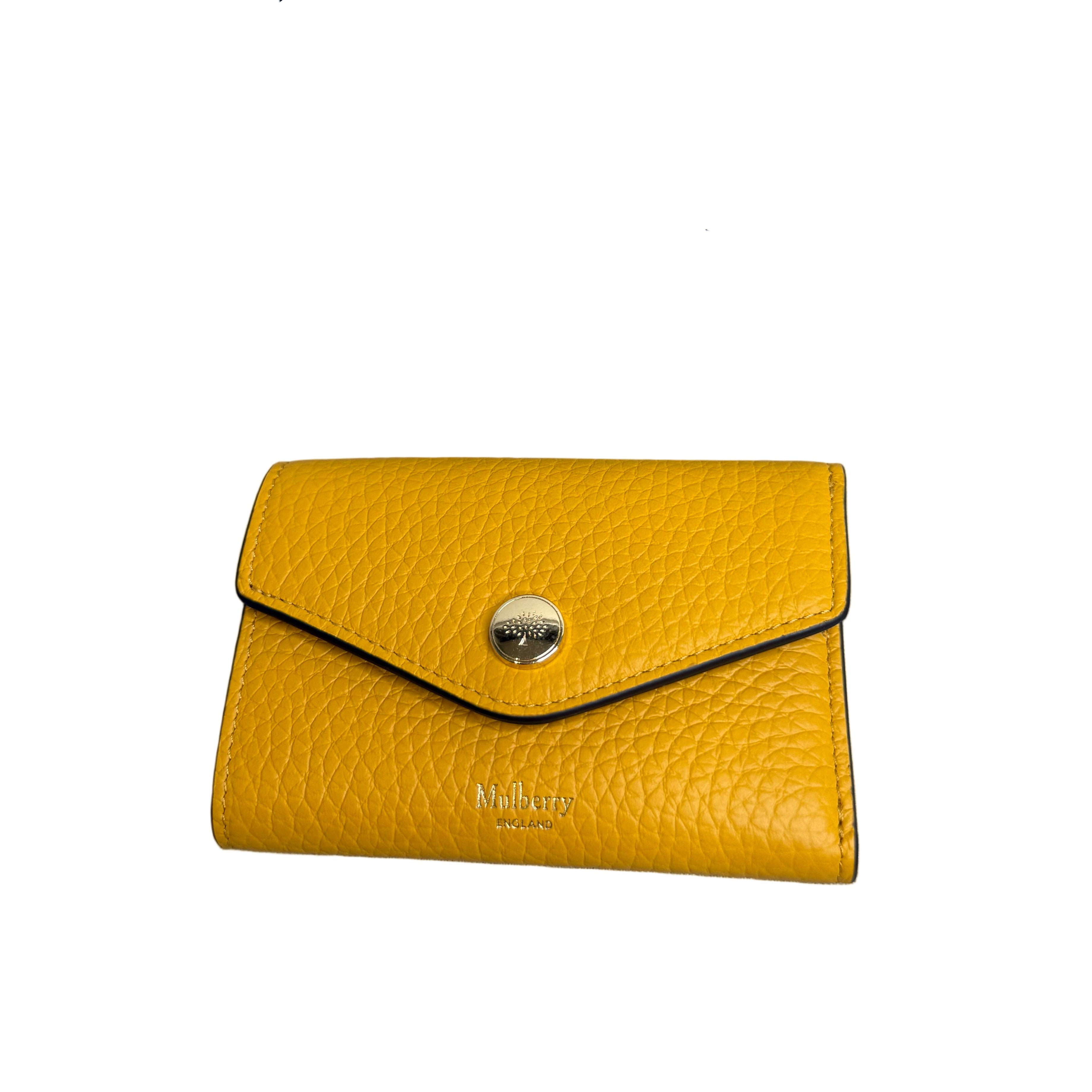 New Mulberry Folded Multi-Card Wallet in Heavy Grain Deep Amber