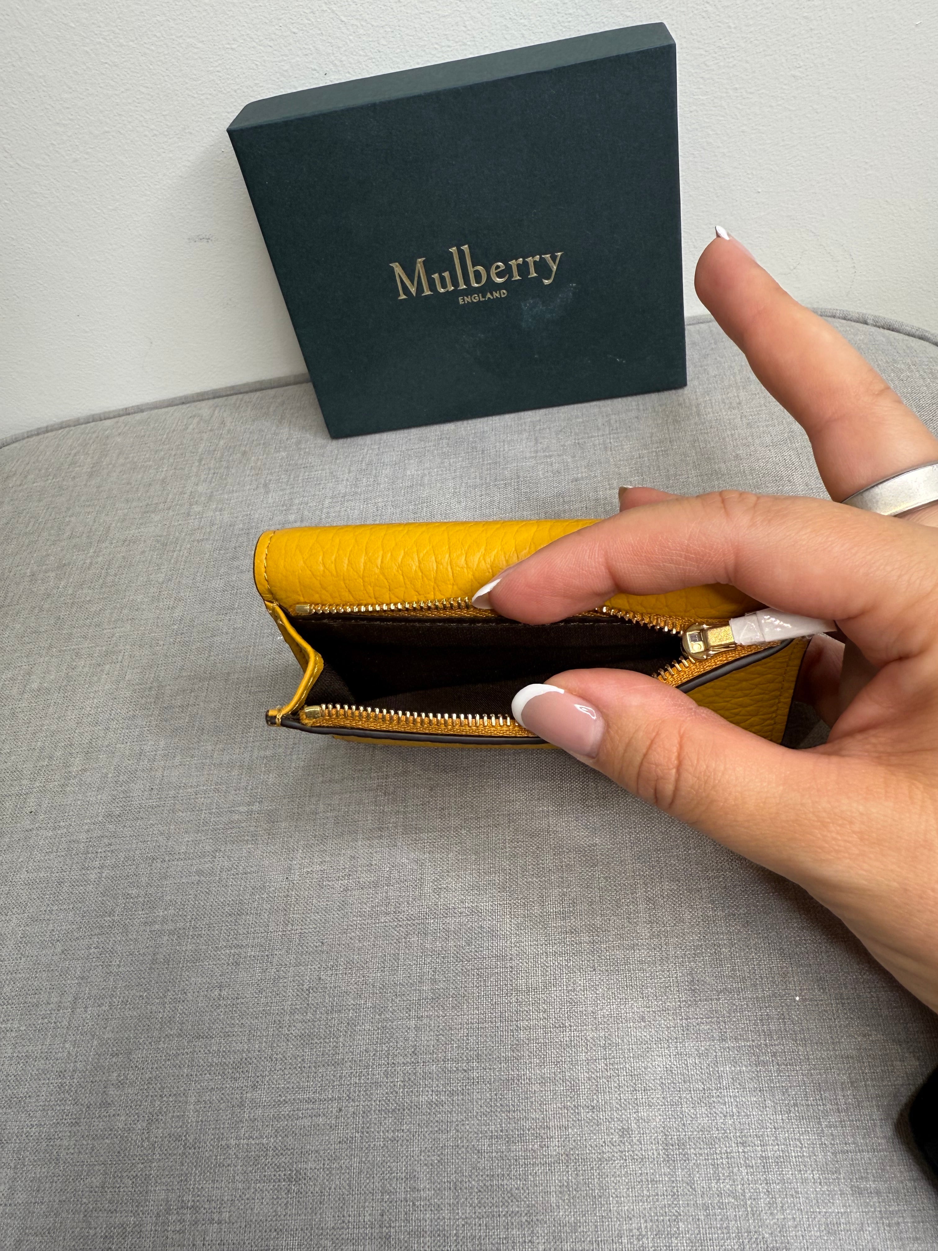 New Mulberry Folded Multi-Card Wallet in Heavy Grain Deep Amber