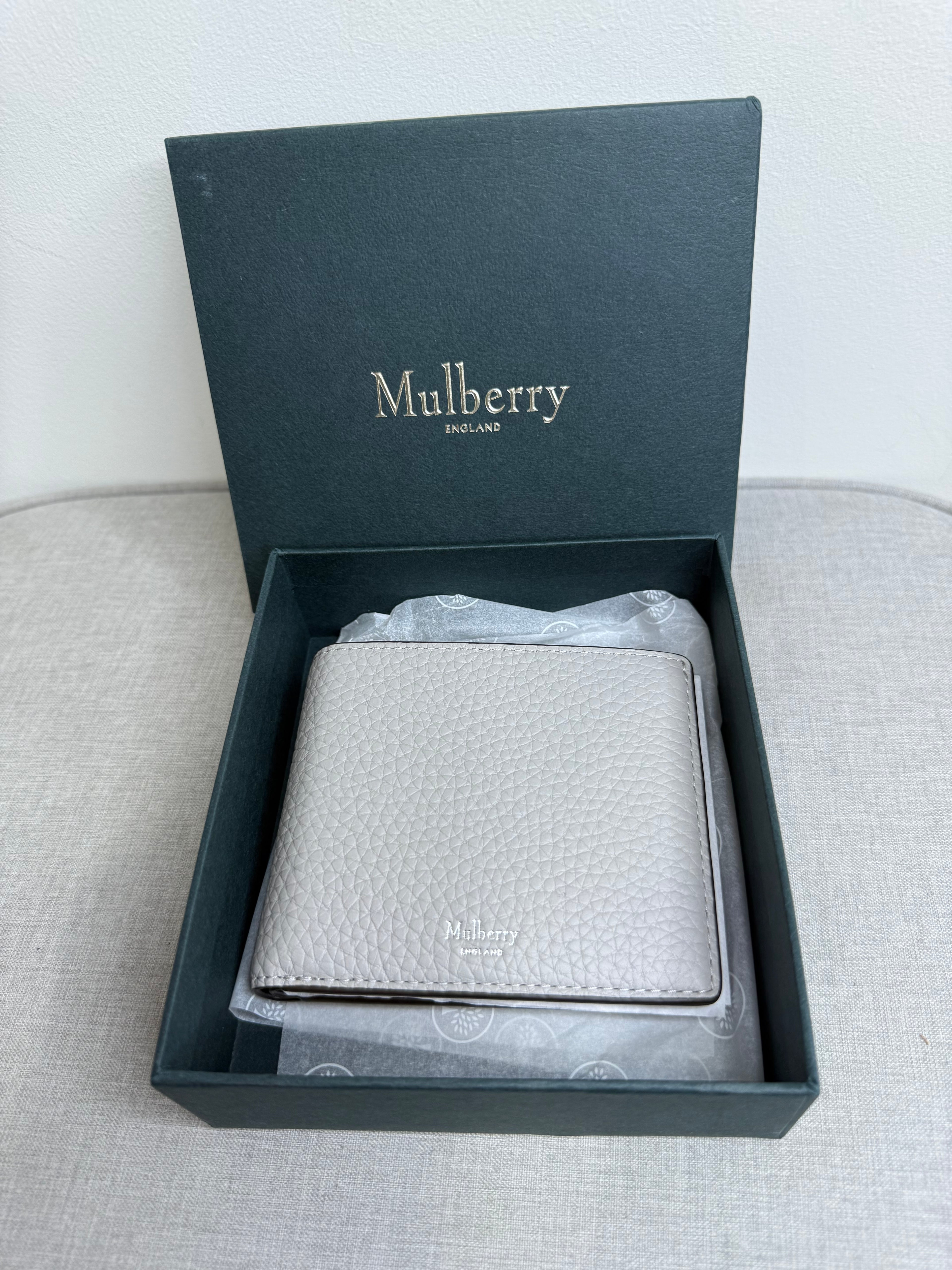 New Mulberry Pale Grey 8 Card Wallet - Mens Wallet