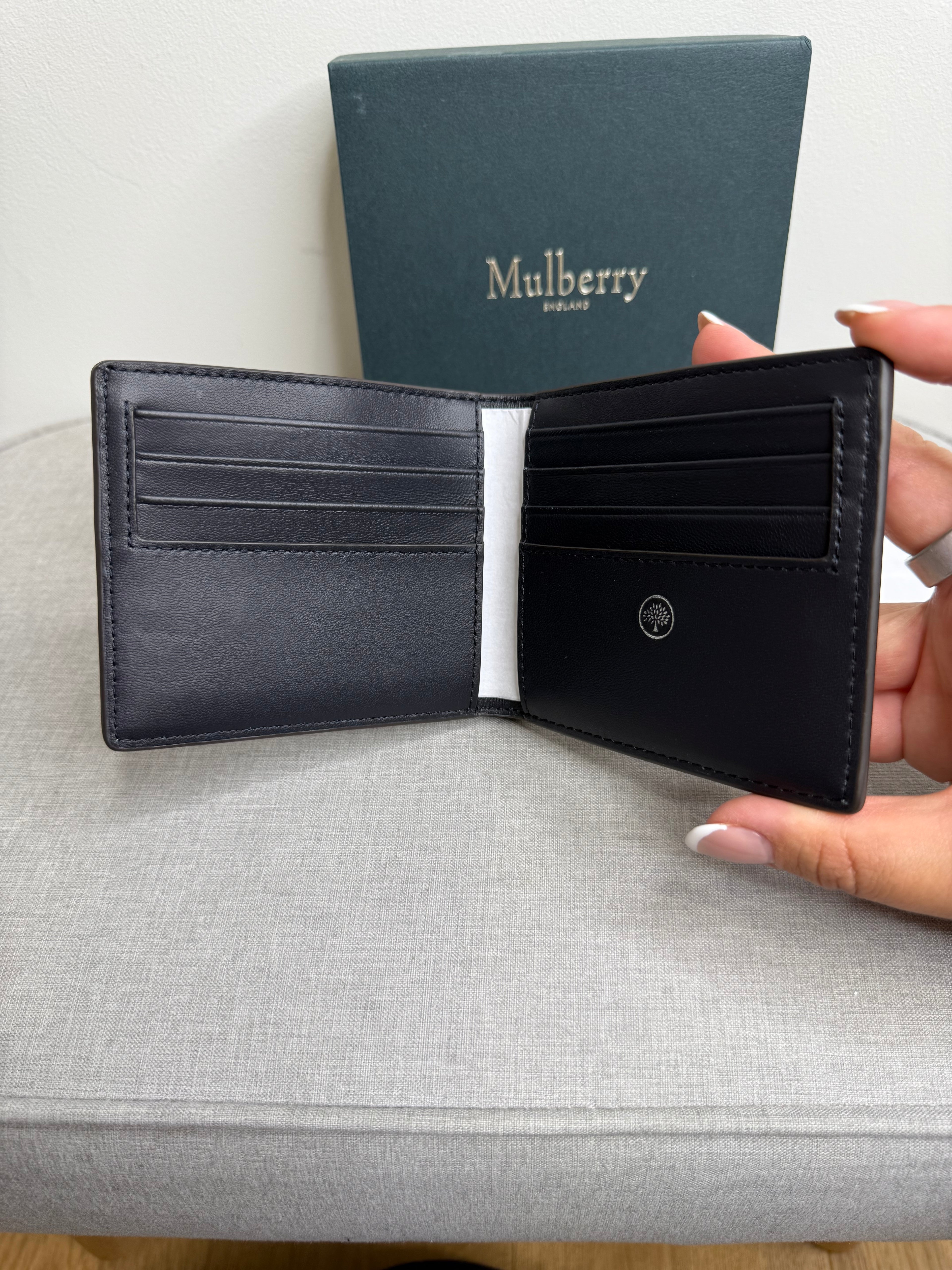 New Mulberry Pale Grey 8 Card Wallet - Mens Wallet