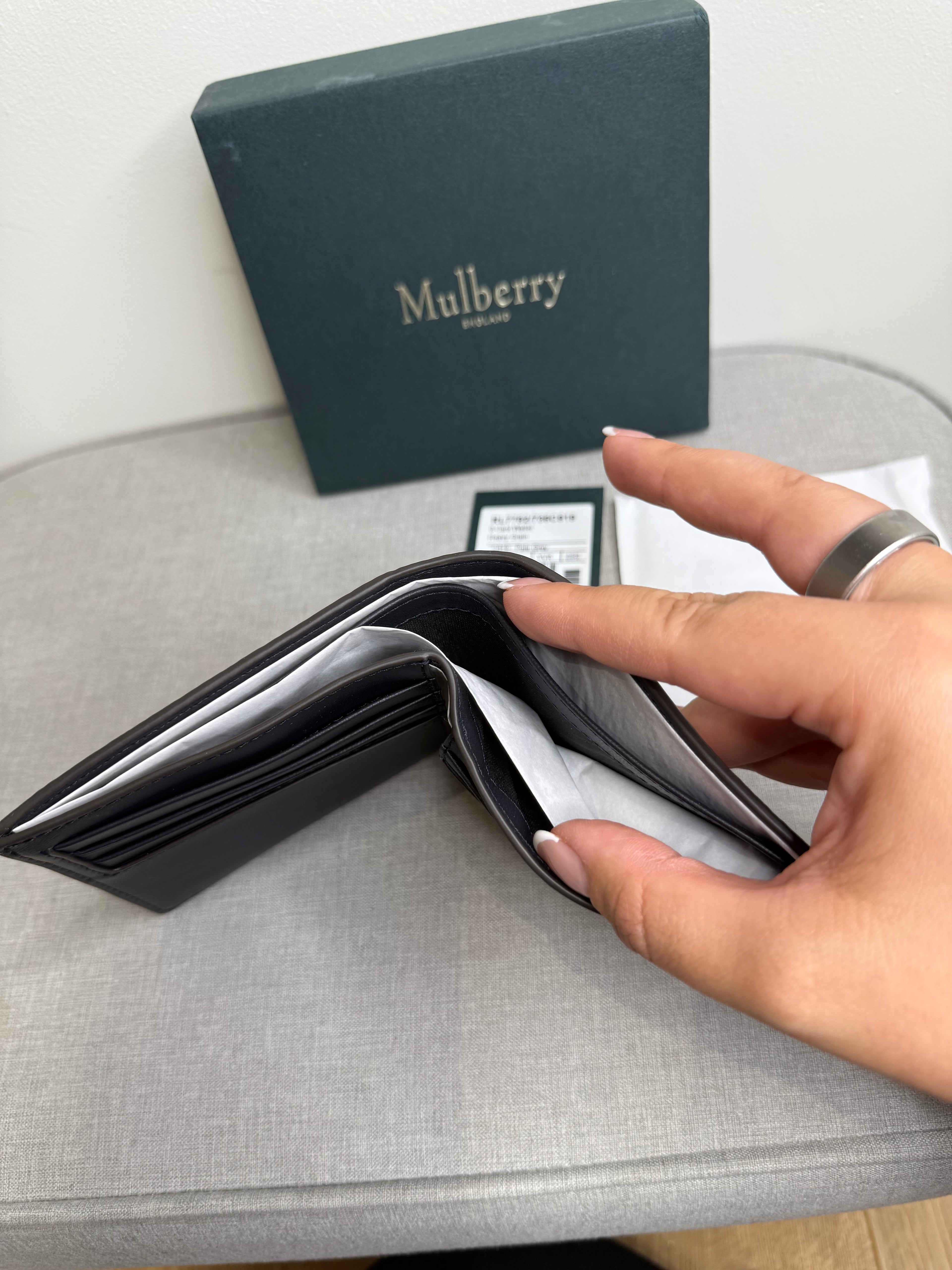 New Mulberry Pale Grey 8 Card Wallet - Mens Wallet