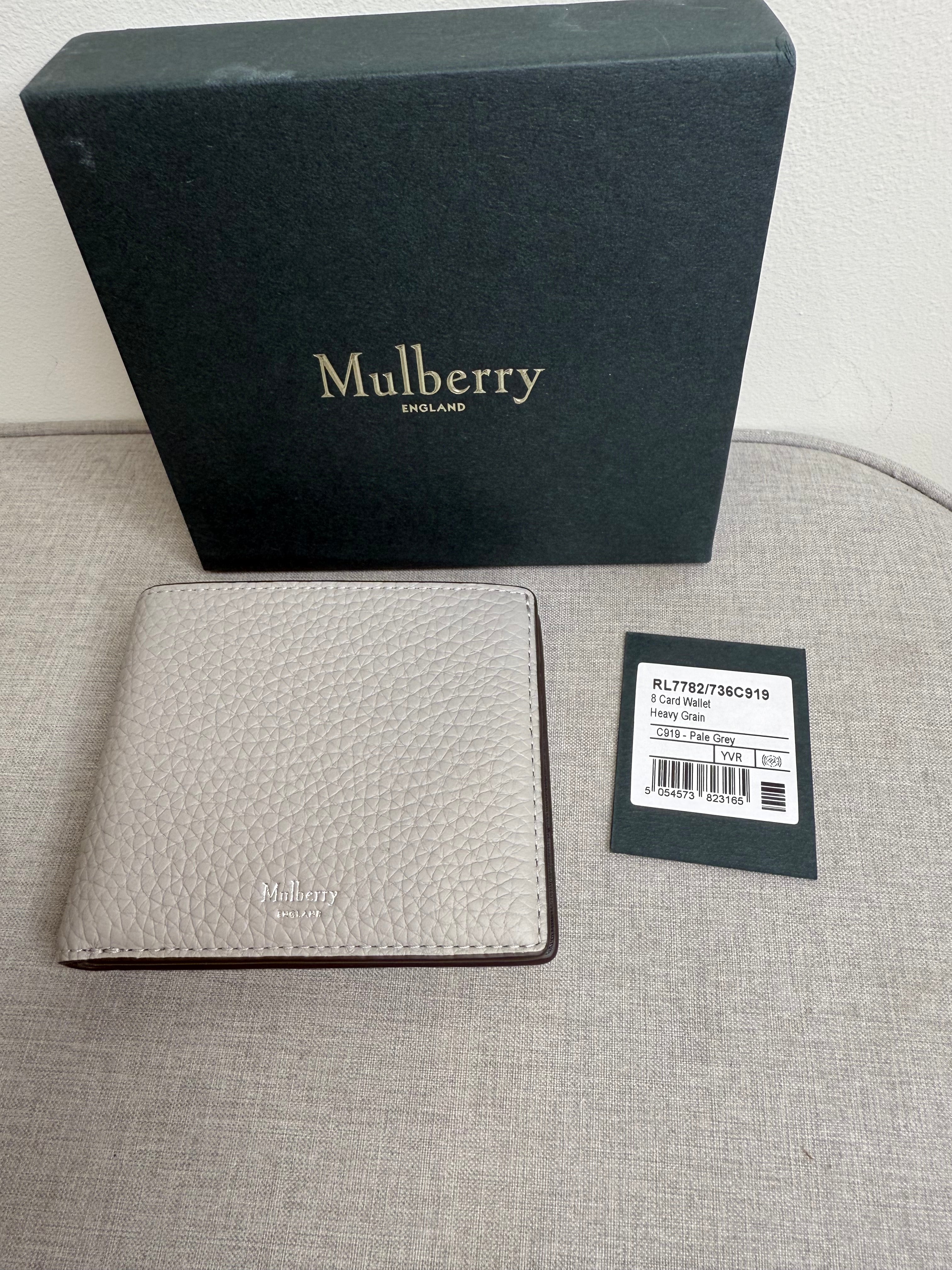 New Mulberry Pale Grey 8 Card Wallet - Mens Wallet