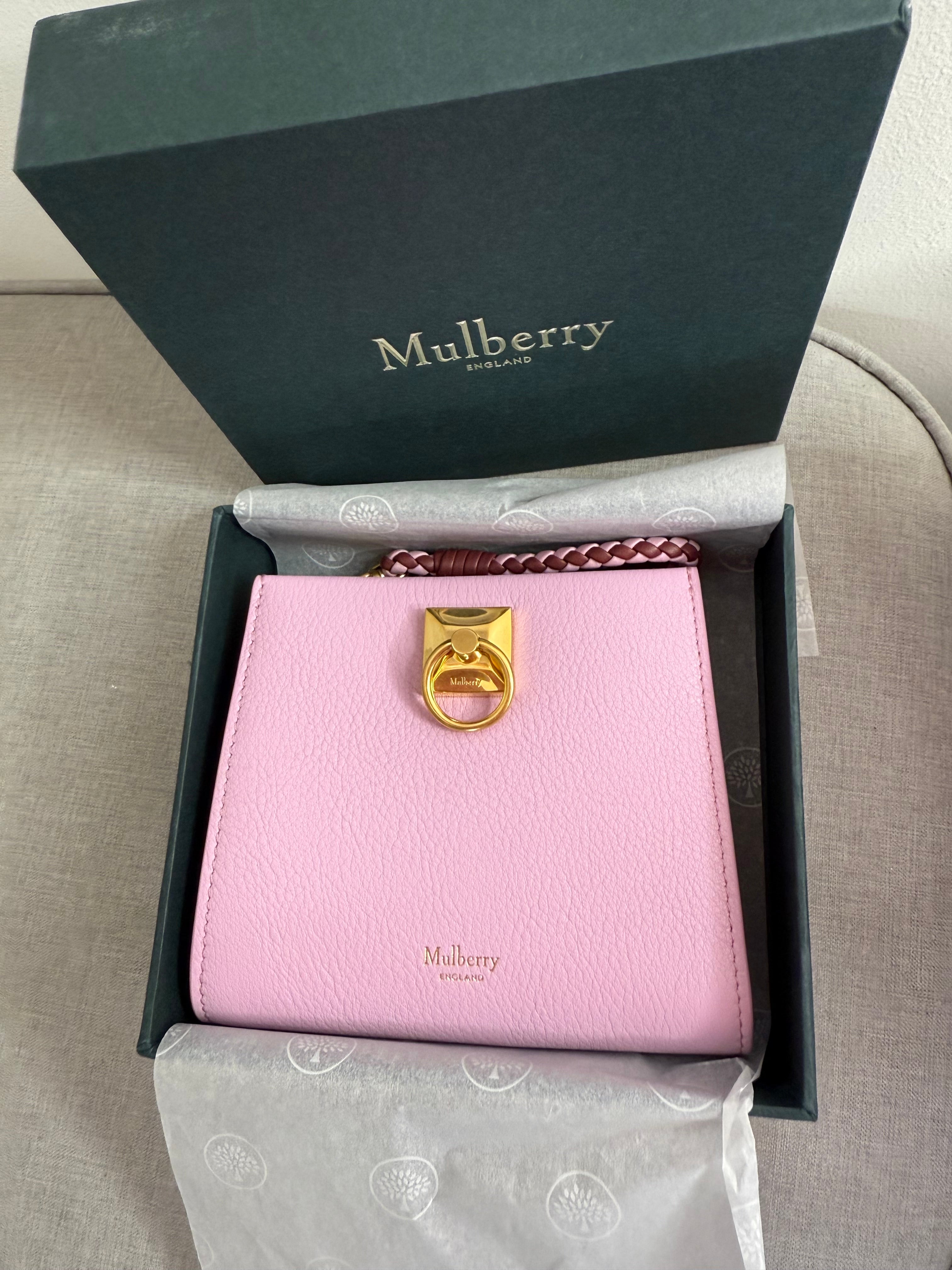 New Mulberry Iris Zip Around Coin Wallet in Lilac Blossom With Matching Zip Pull