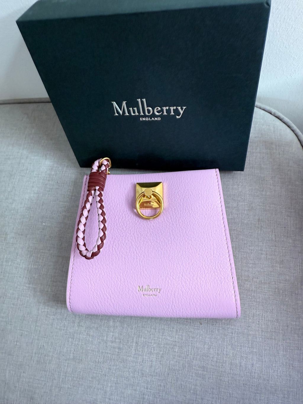 New Mulberry Iris Zip Around Coin Wallet in Lilac Blossom With Matching Zip Pull