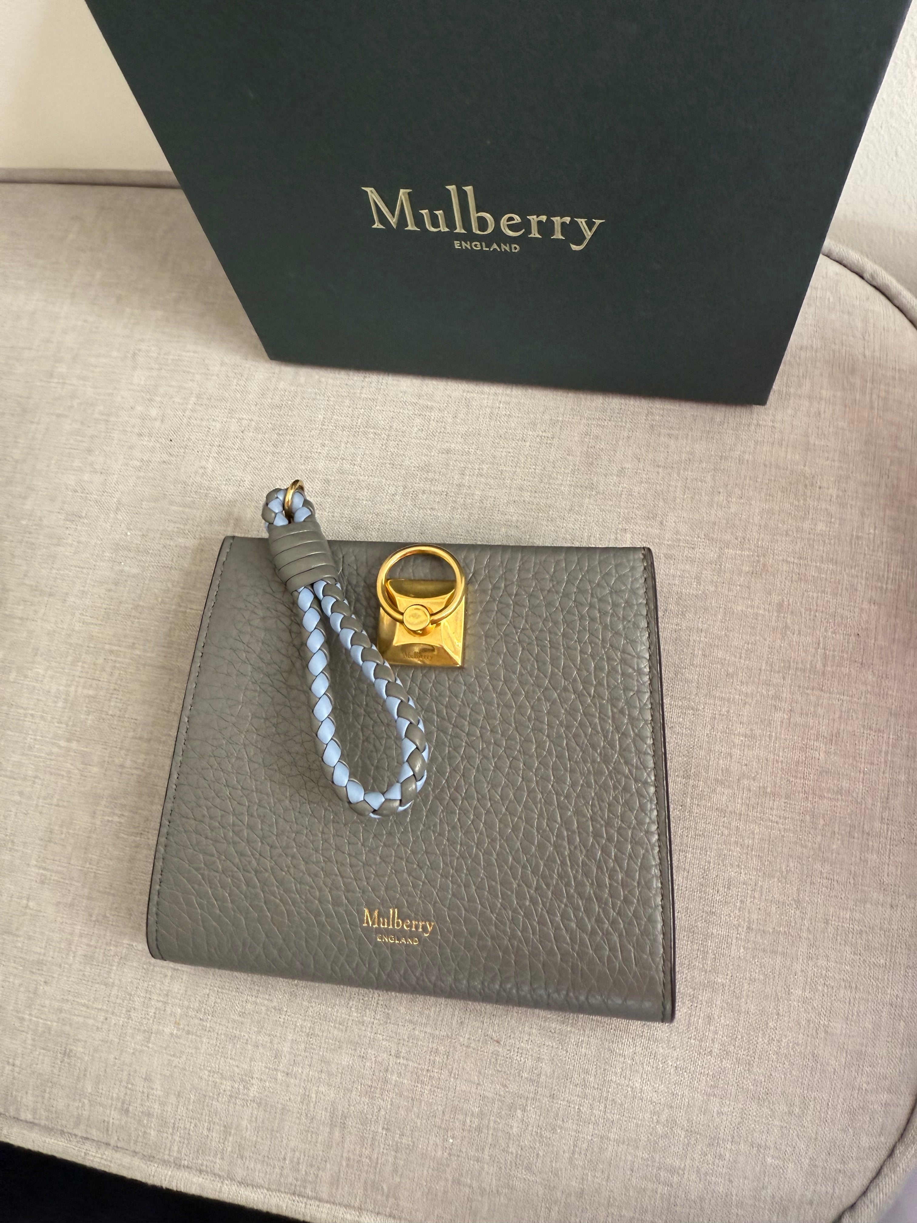 New Mulberry Iris Zip Around Coin Wallet in Charcoal Grey With Maching Zip Pull