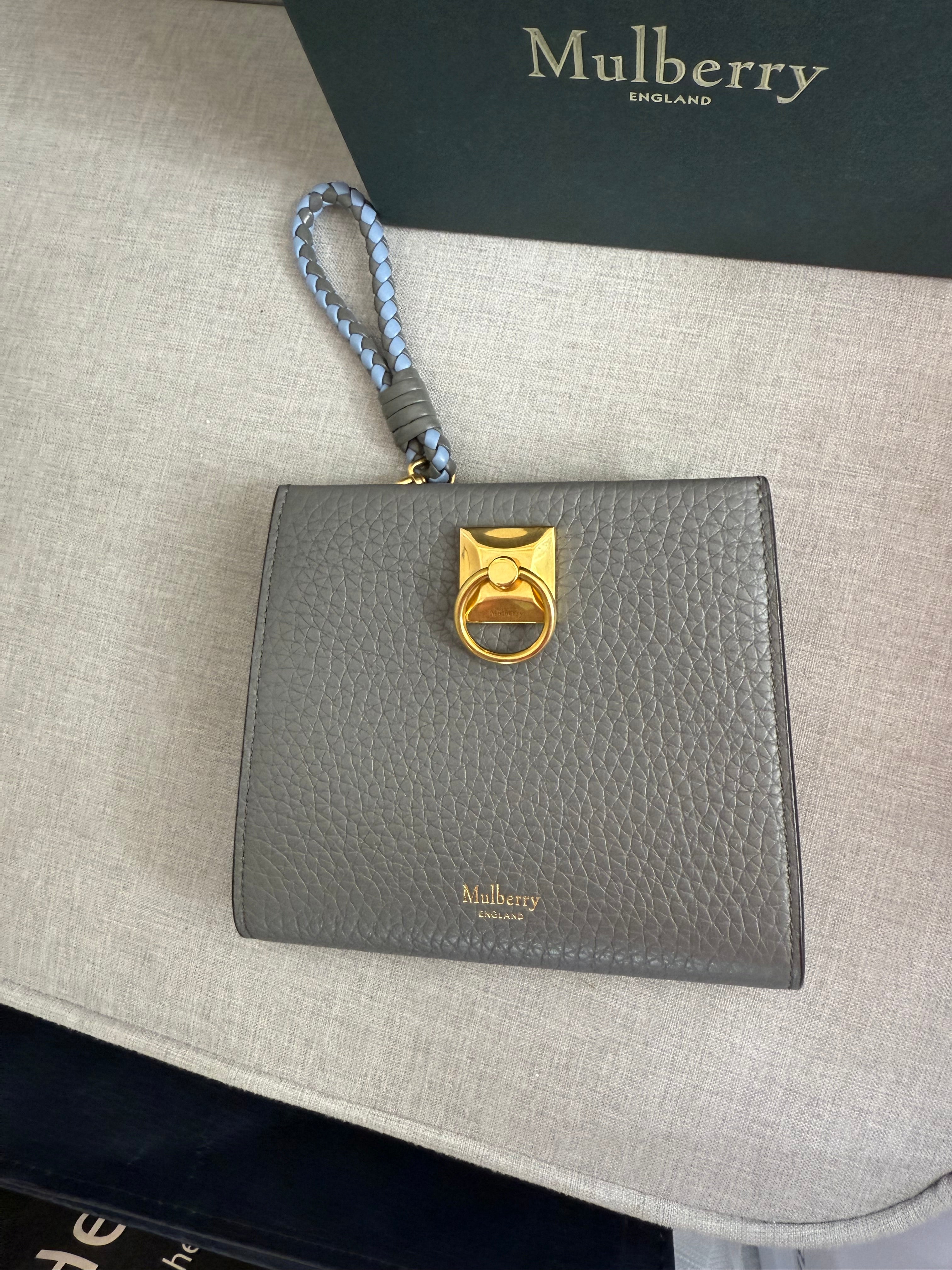 New Mulberry Iris Zip Around Coin Wallet in Charcoal Grey With Maching Zip Pull
