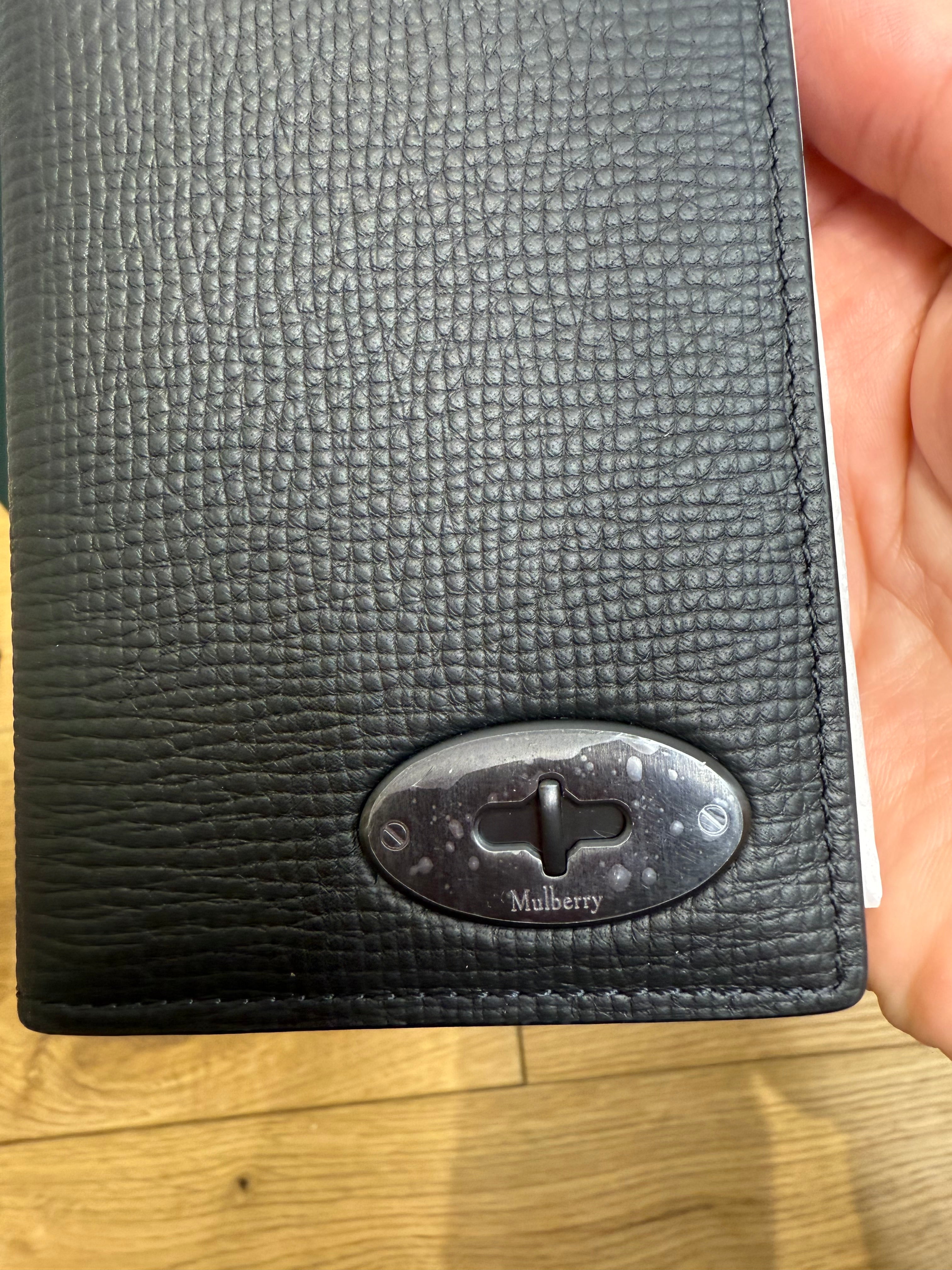 New Mulberry Mens Plaque Card Holder Wallet in Black