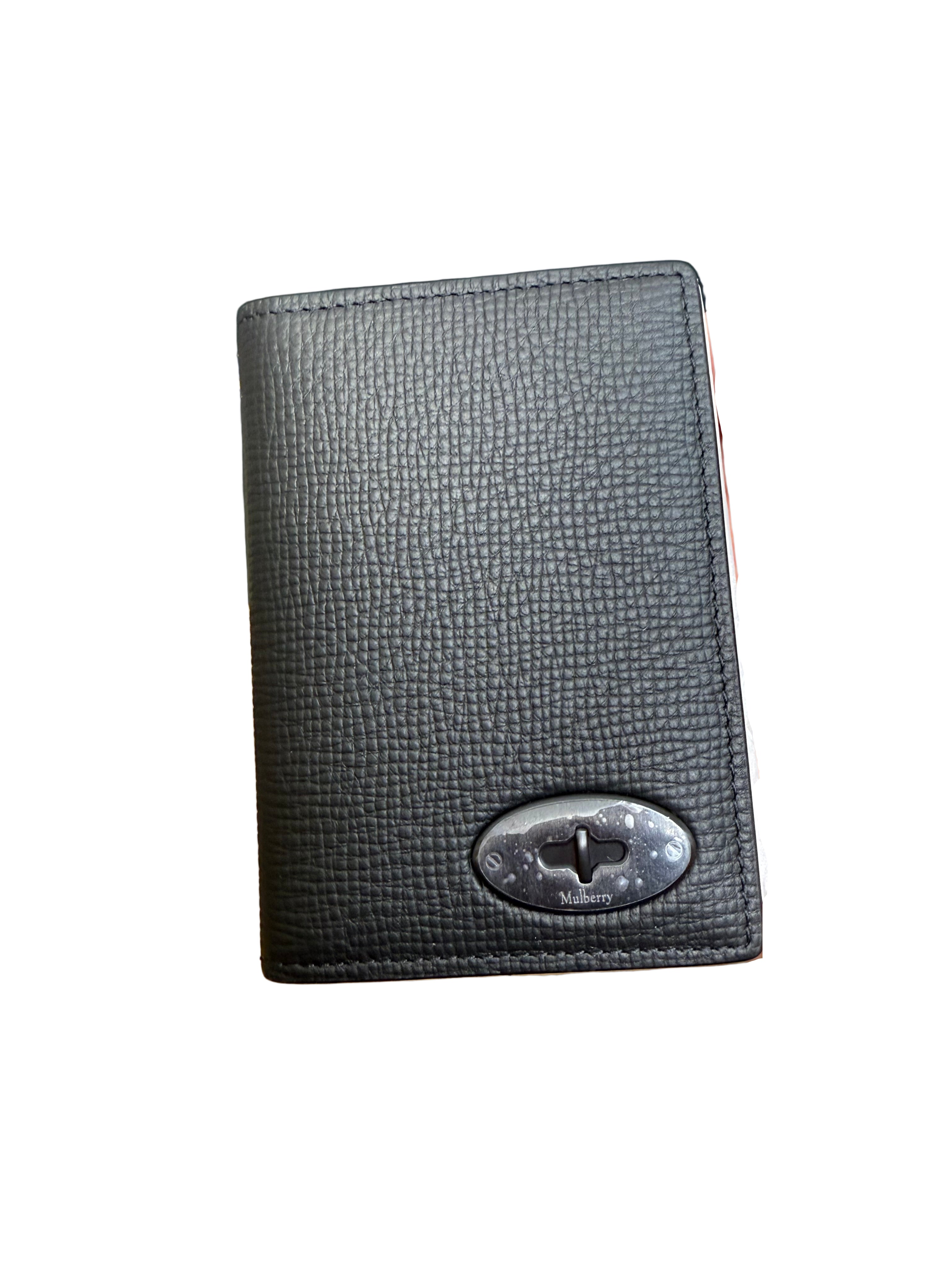 New Mulberry Mens Plaque Card Holder Wallet in Black