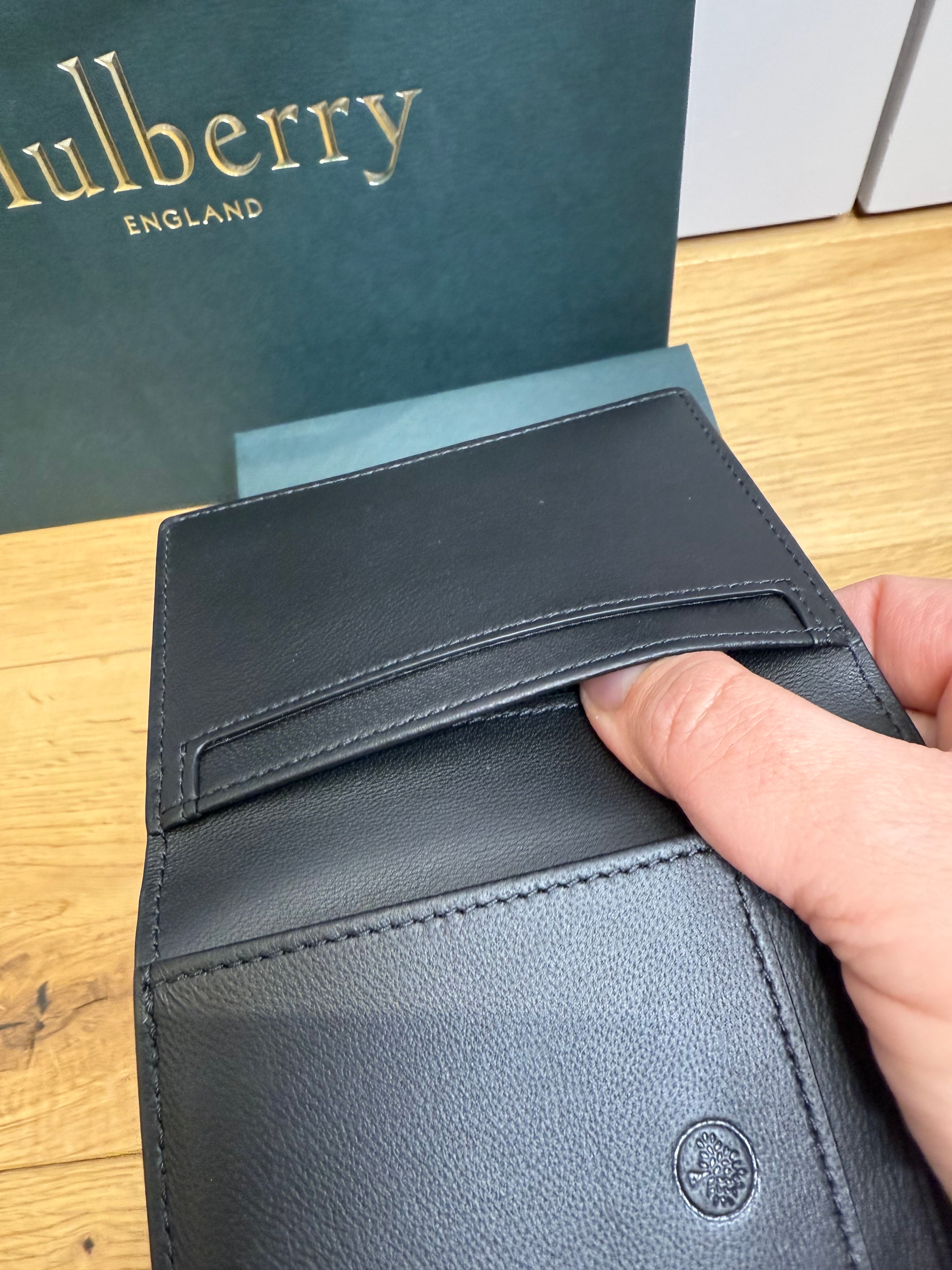 New Mulberry Mens Plaque Card Holder Wallet in Black