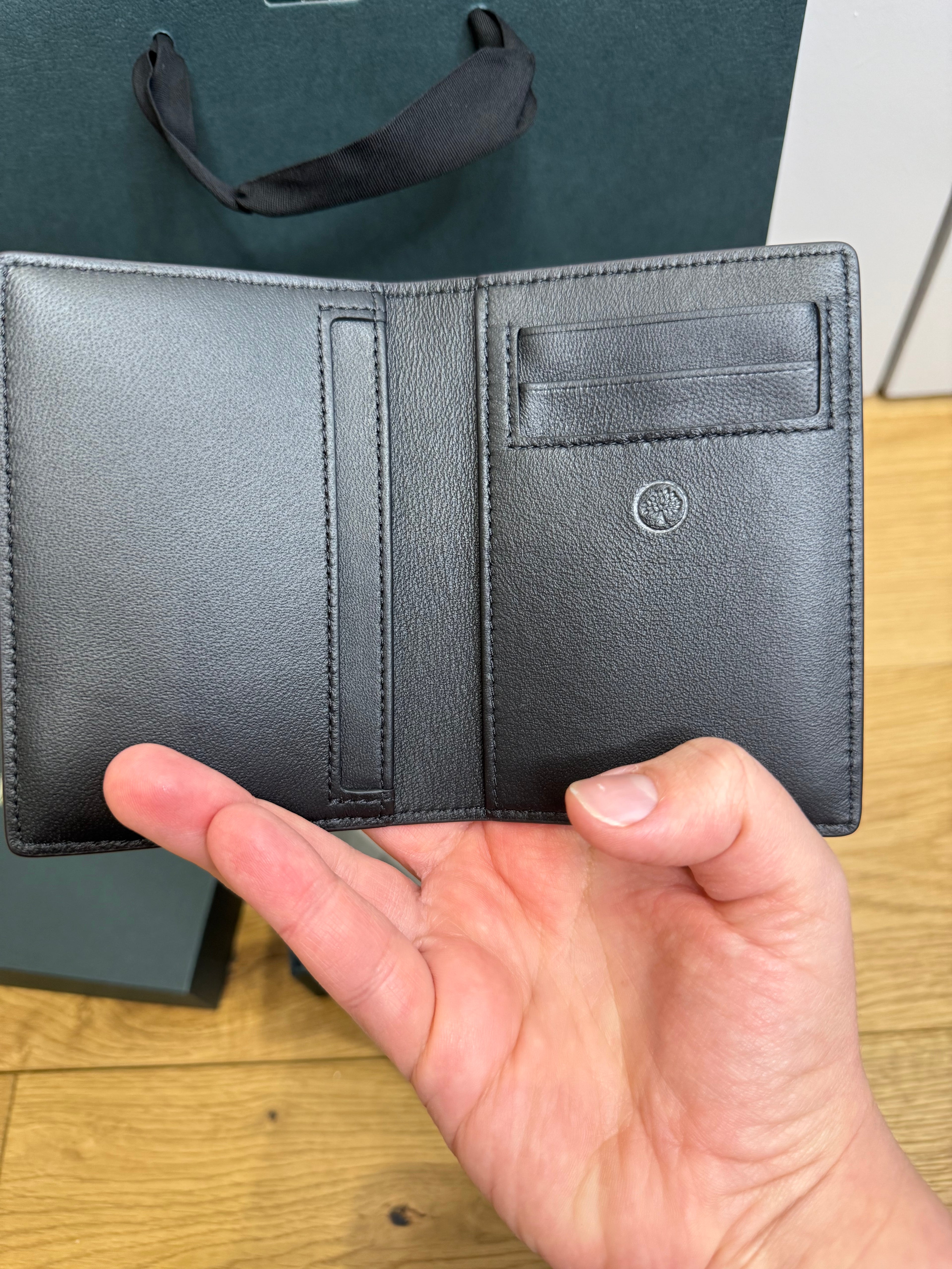 New Mulberry Mens Plaque Card Holder Wallet in Black
