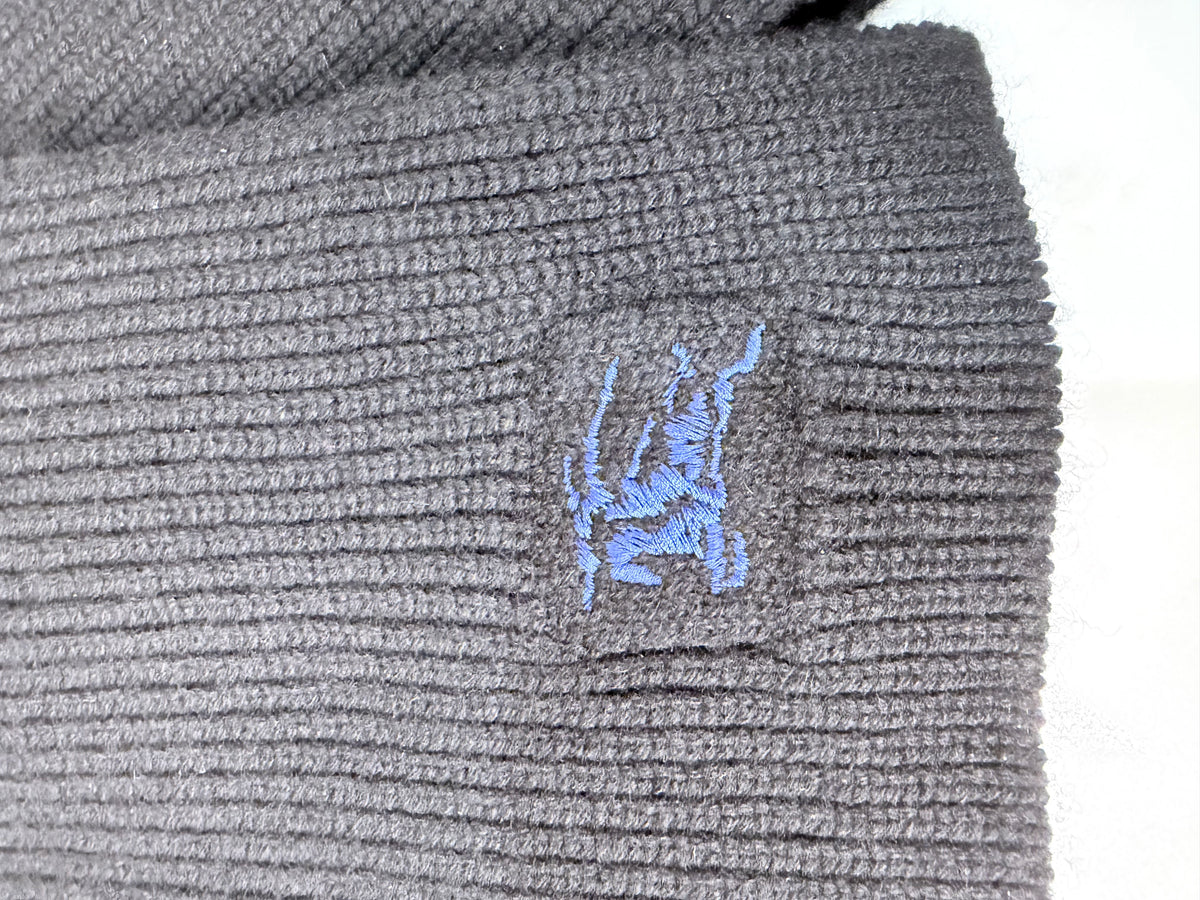 Burberry Cashmere Scarf with Equestrian Knight Embroidery – Black – Brand New with Tags