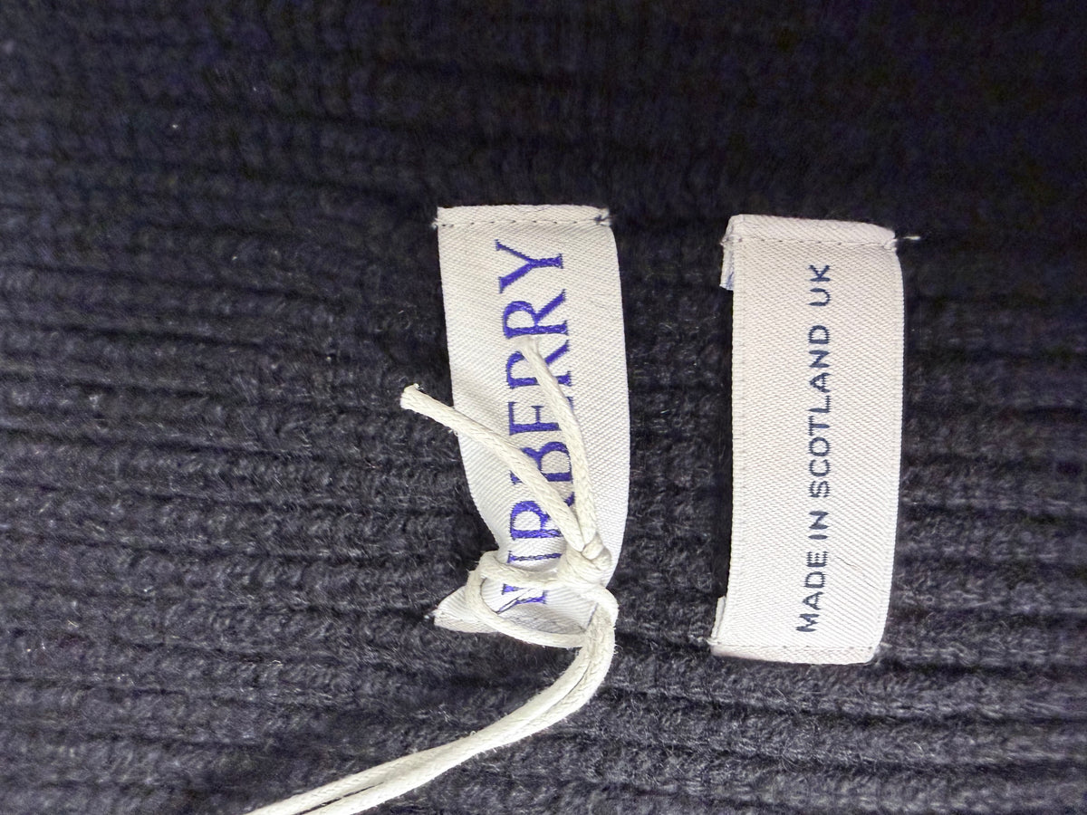 Burberry Cashmere Scarf with Equestrian Knight Embroidery – Black – Brand New with Tags