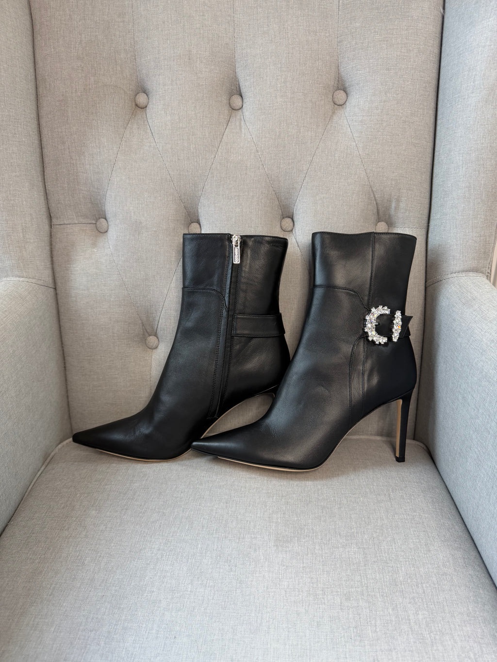 Jimmy Choo Cheri 85 Leather Boots – Black – EU 41 – Brand New Without Box