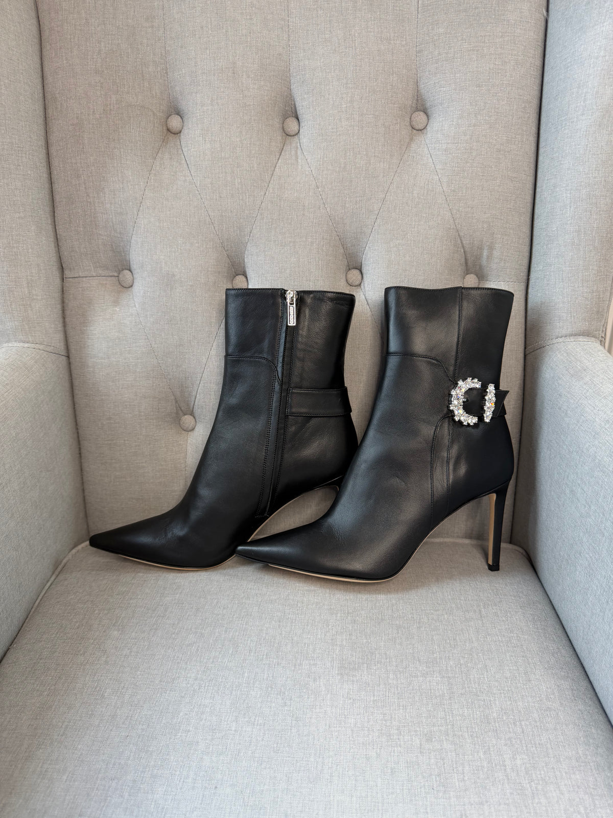 Jimmy Choo Cheri 85 Leather Boots – Black – EU 41 – Brand New Without Box