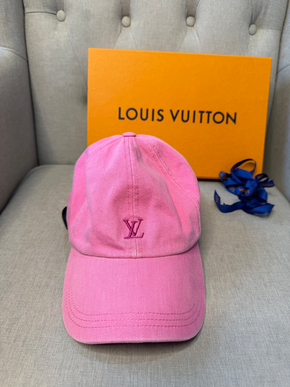 Louis Vuitton LV Embroidered Denim Baseball Cap – Pink –